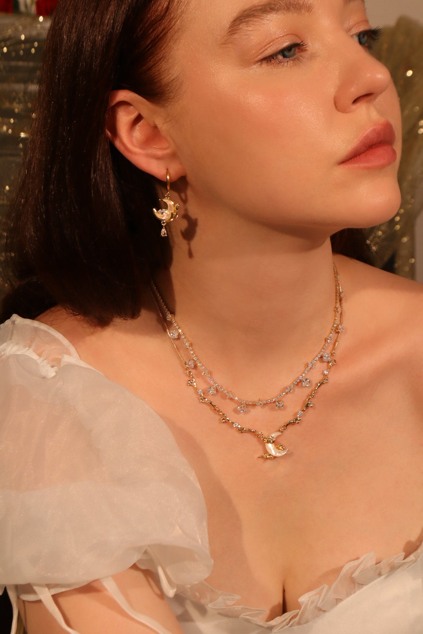 14K Real Gold Plated Multi Diamond Necklace