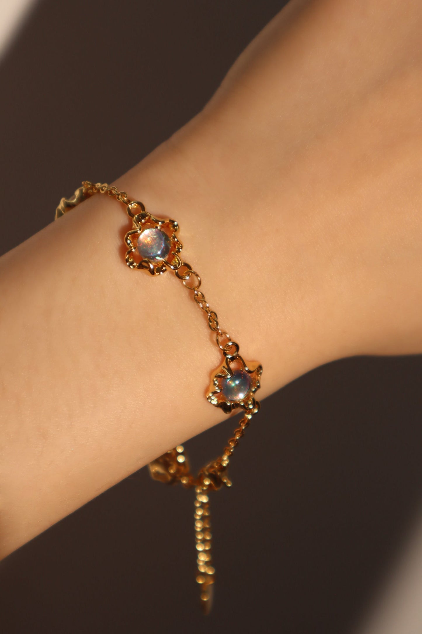 18K Real Gold Plated Multi Opal Bracelet