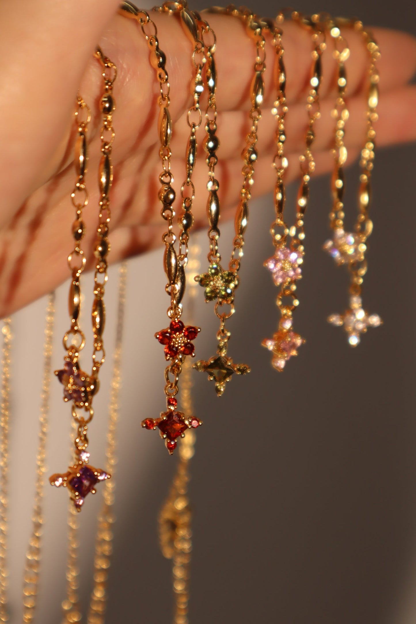 18K Real Gold Plated Pink Diamond Cross Necklace