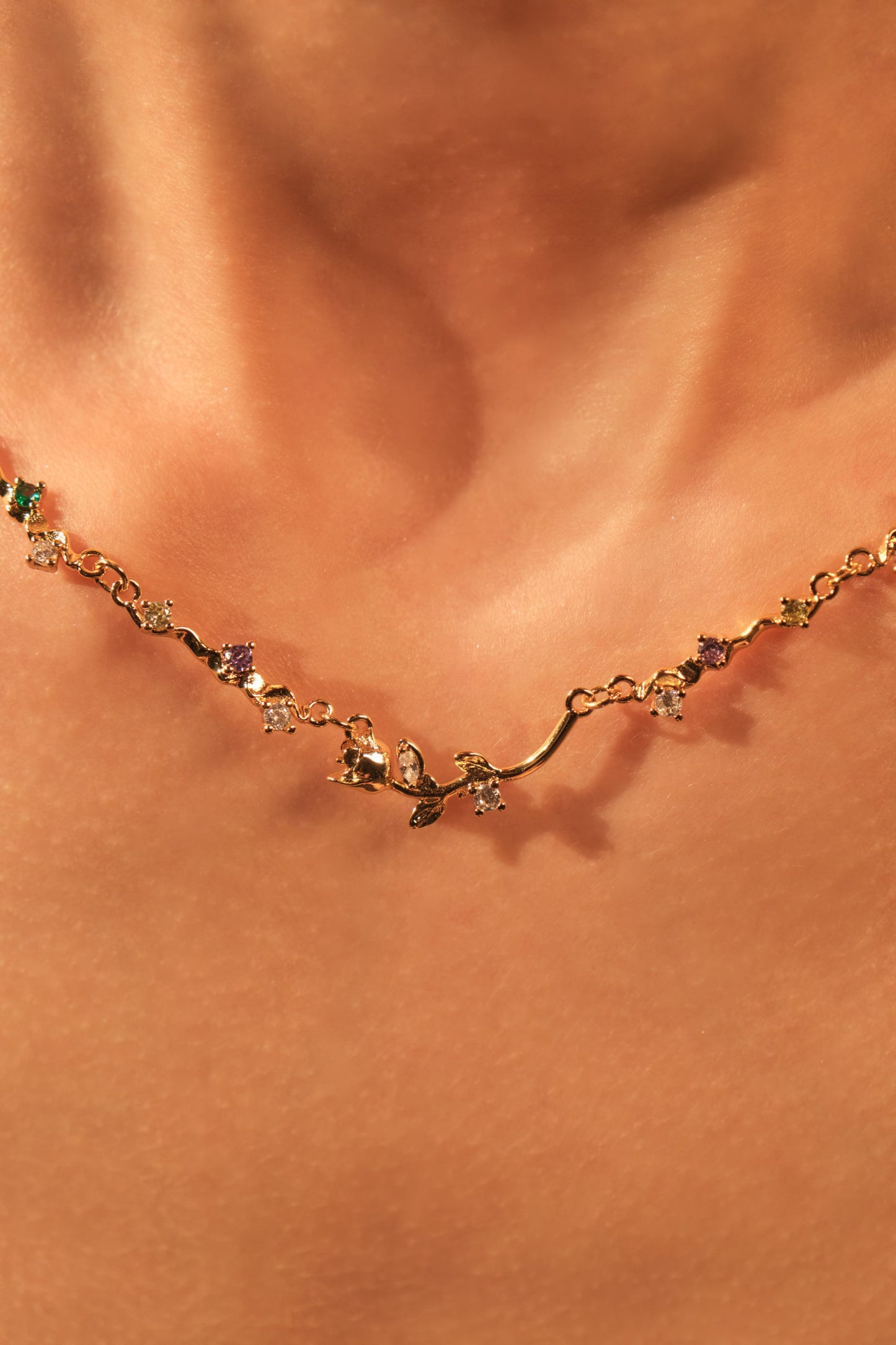 18K Real Gold Plated Rose Garden Necklace