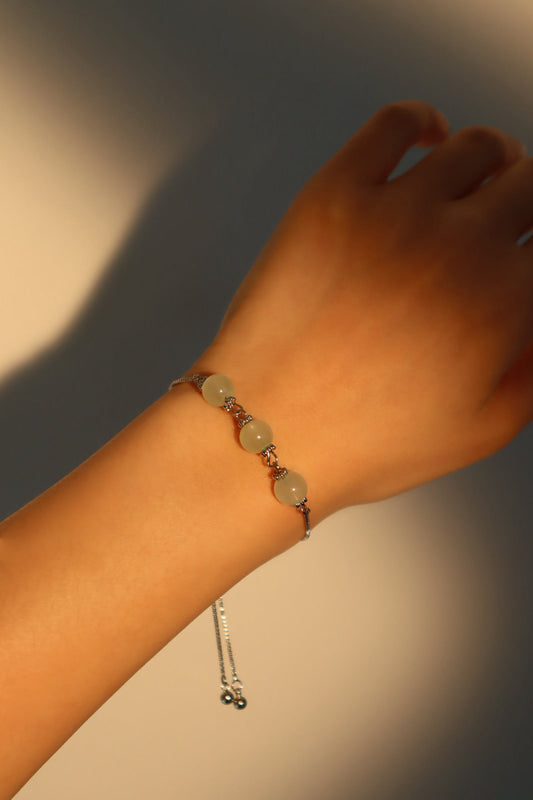 Platinum Plated 3 in 1 Jade Bracelet