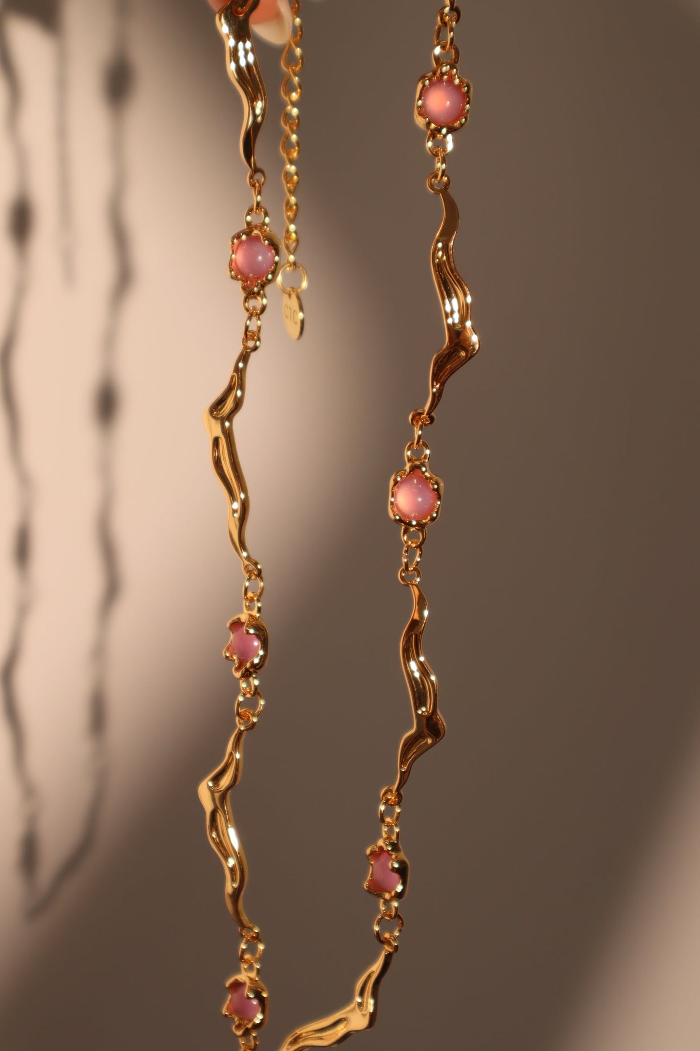 18K Real Gold Plated Multi Purple Opal Wave Necklace