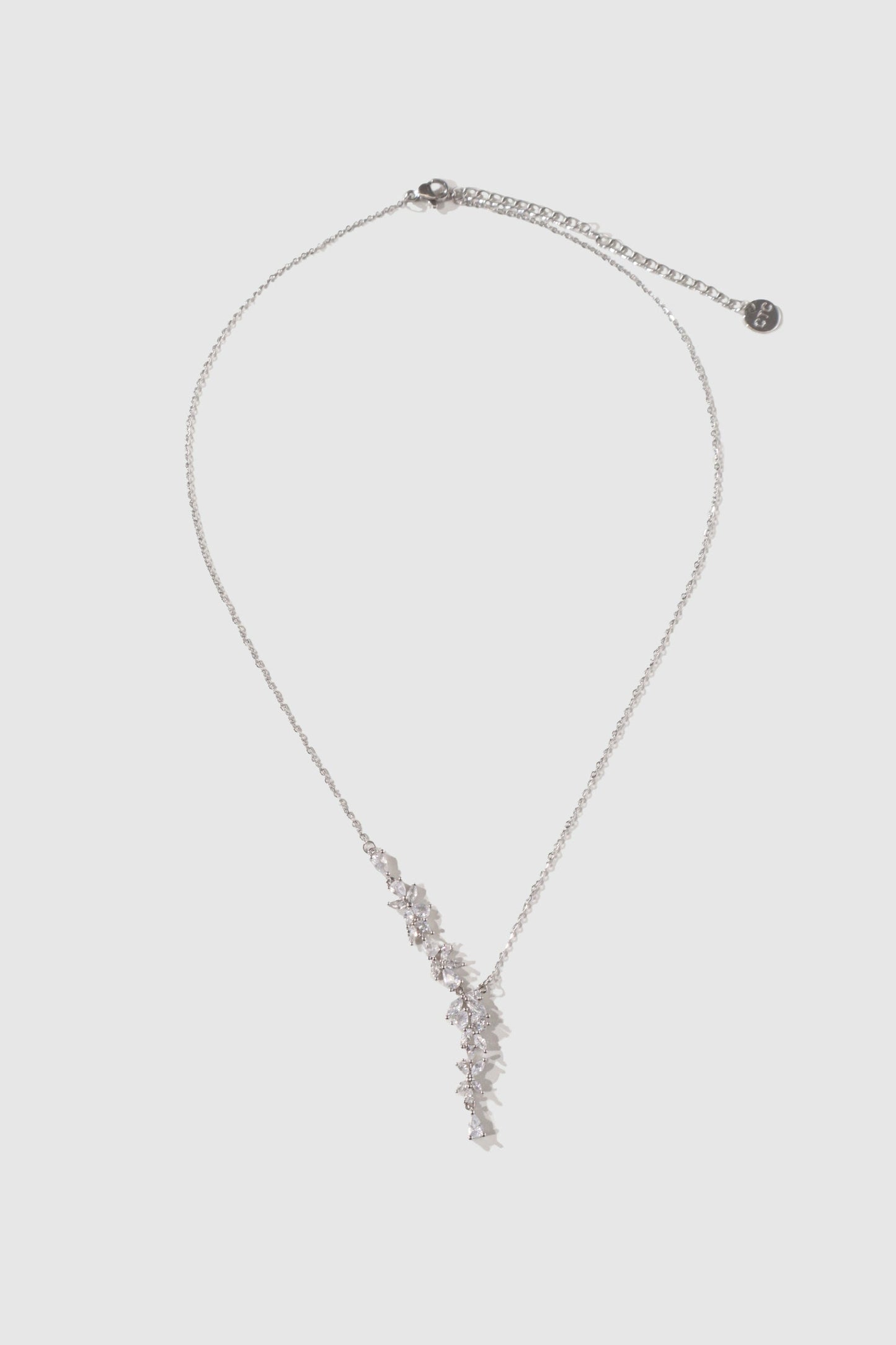Platinum Plated Diamond Leaf Necklace