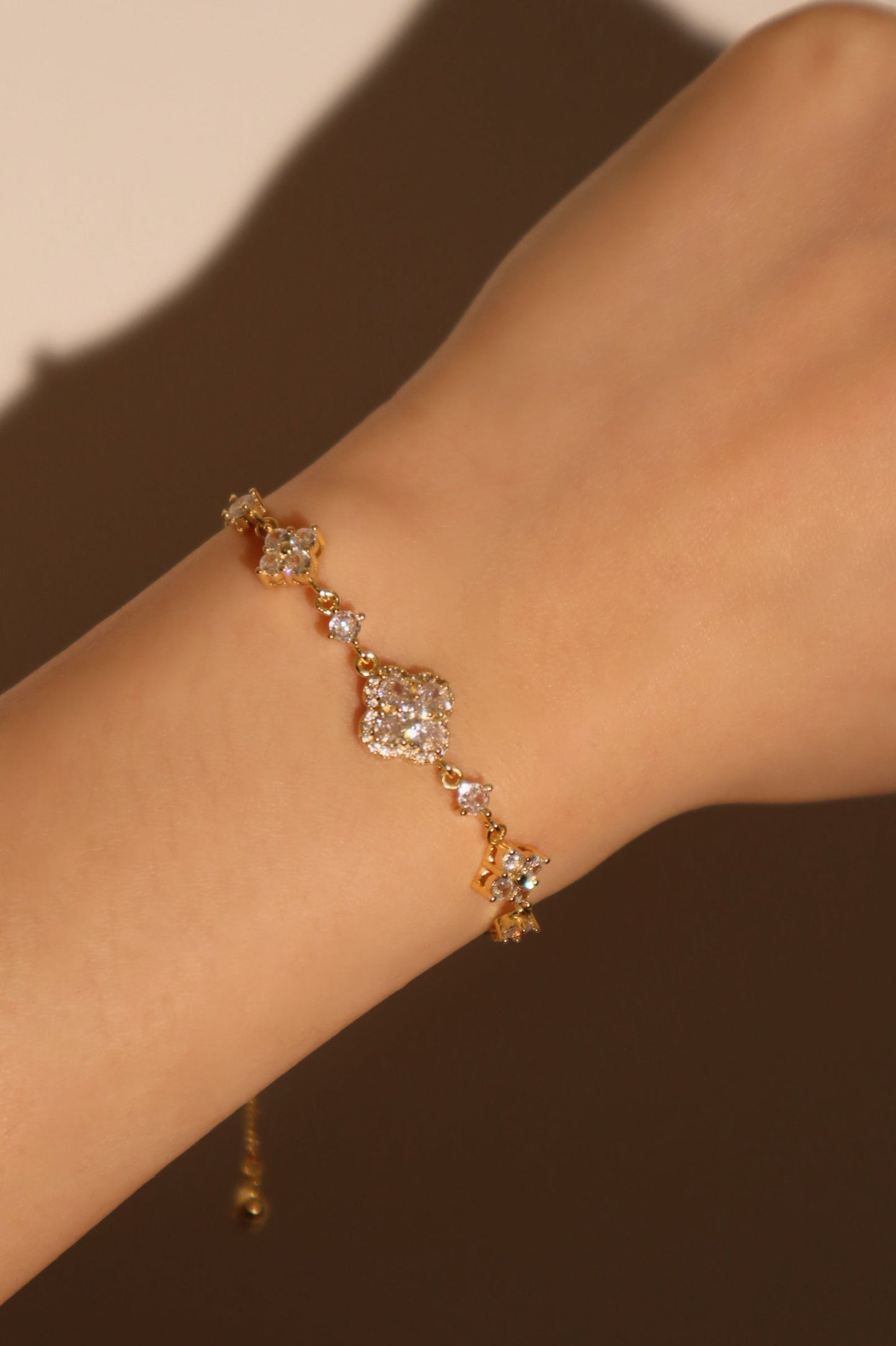 14K Real Gold Plated Diamonds Lucky Leaf Bracelet