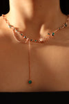 18K Rose Gold Plated Green Gem Rose Necklace