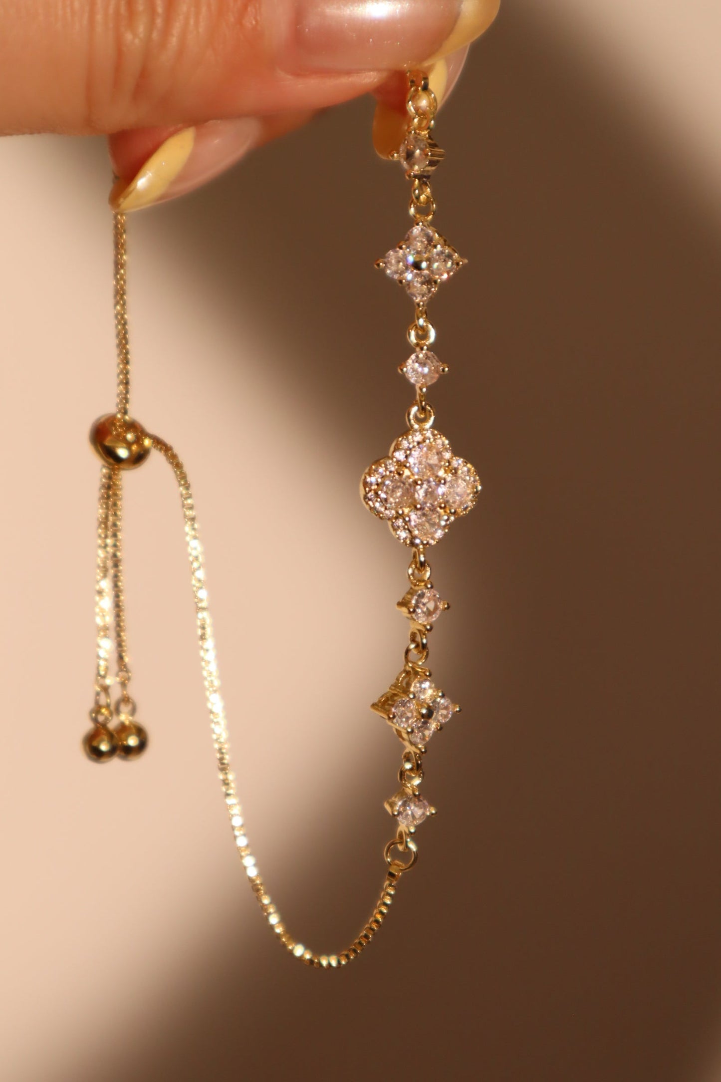 14K Real Gold Plated Diamonds Lucky Leaf Bracelet