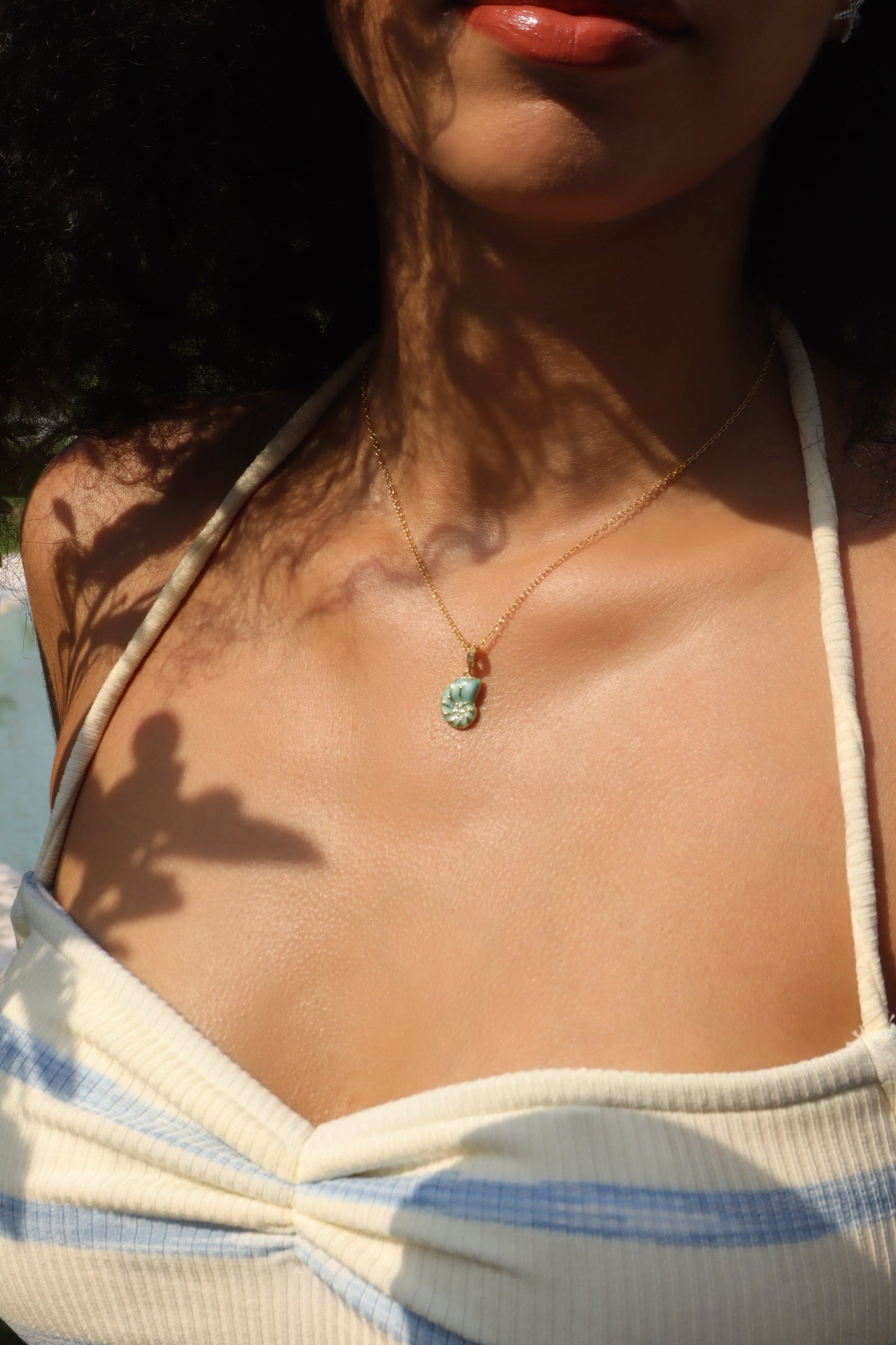 18K Gold Vermeil Blue Conch Necklace