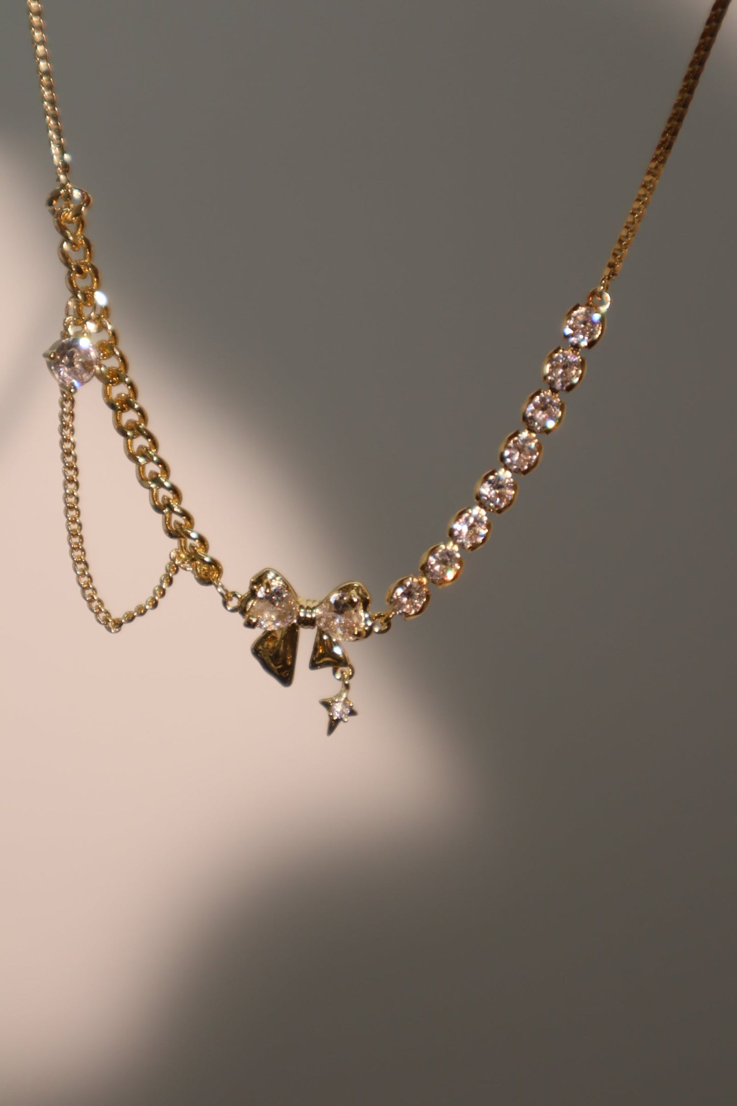 14K Real Gold Plated Diamond Bowknot Bracelet