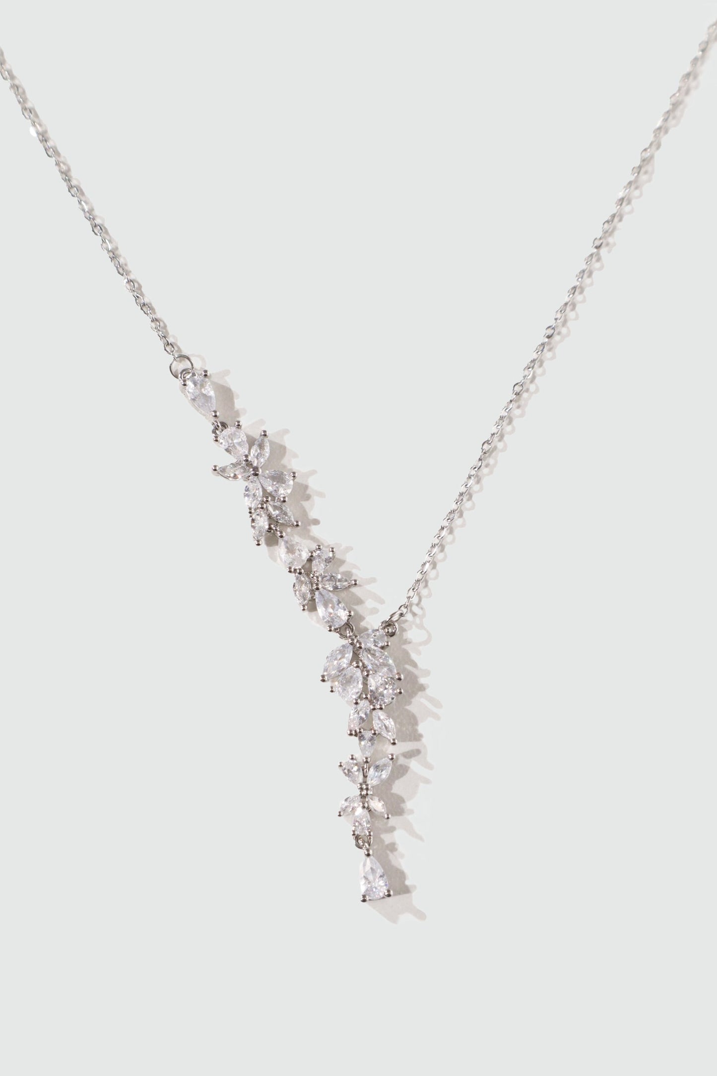 Platinum Plated Diamond Leaf Necklace