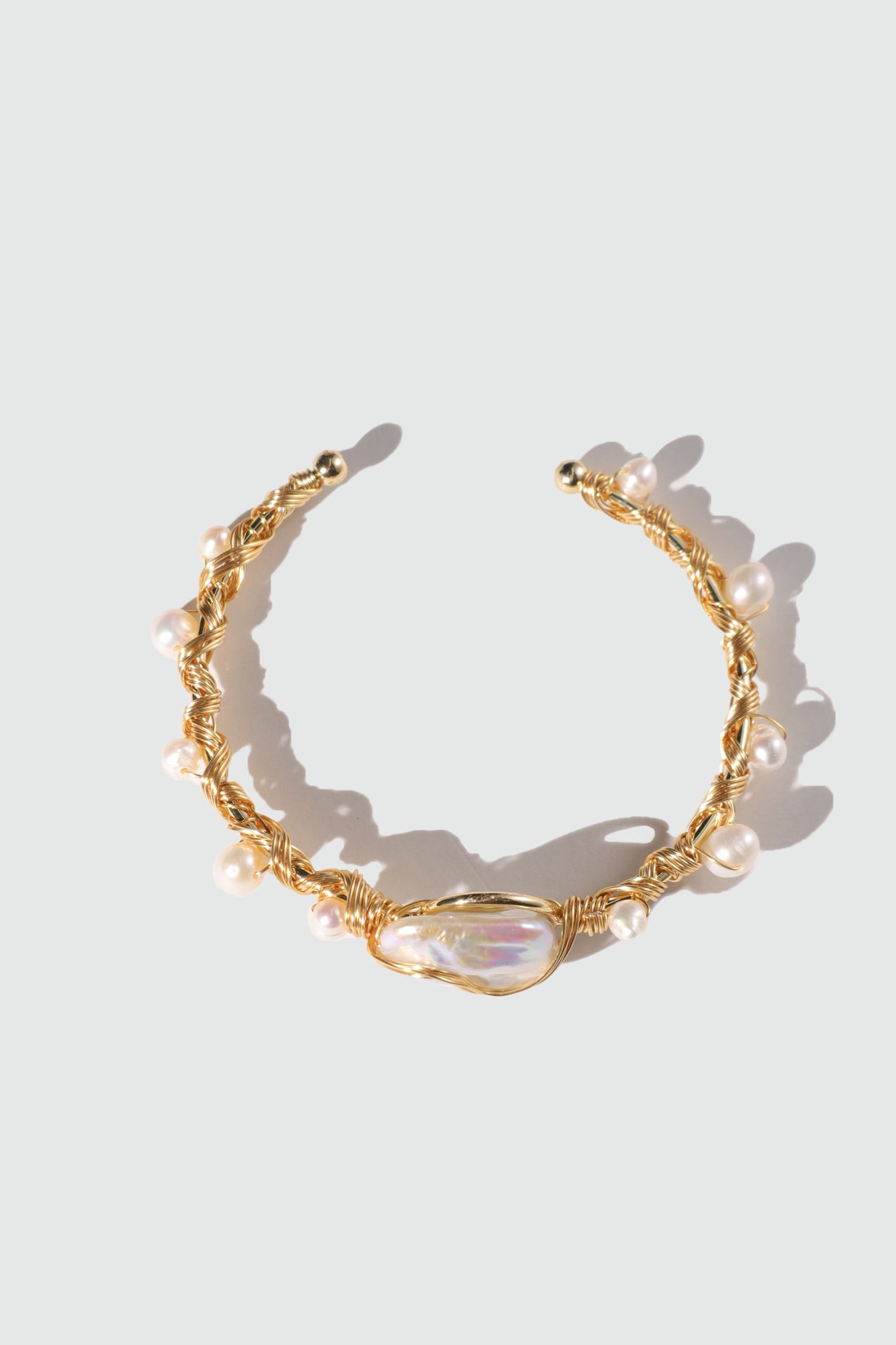 14K Real Gold Plated Baroque Pearls Bracelet
