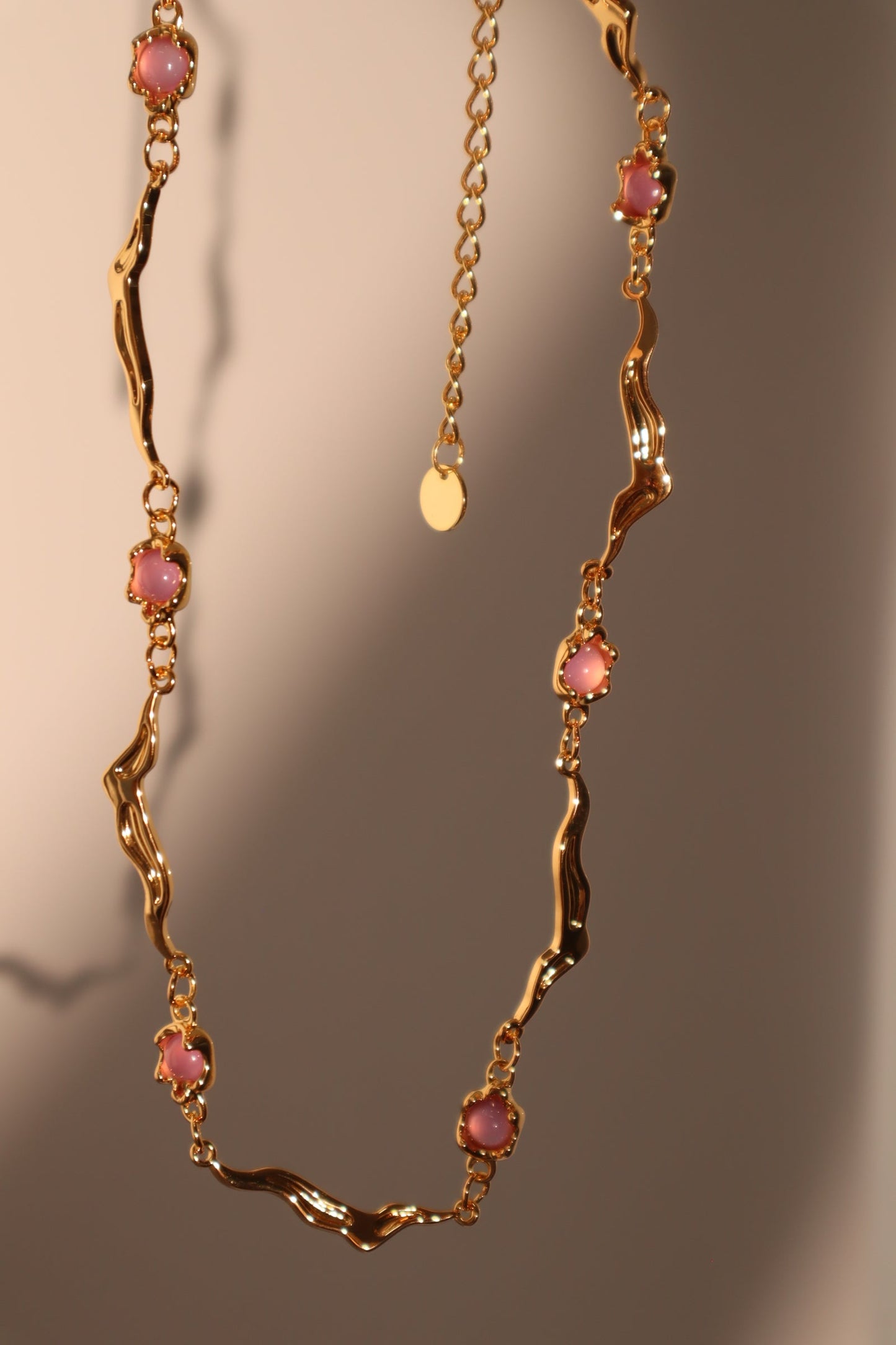 18K Real Gold Plated Multi Purple Opal Wave Necklace