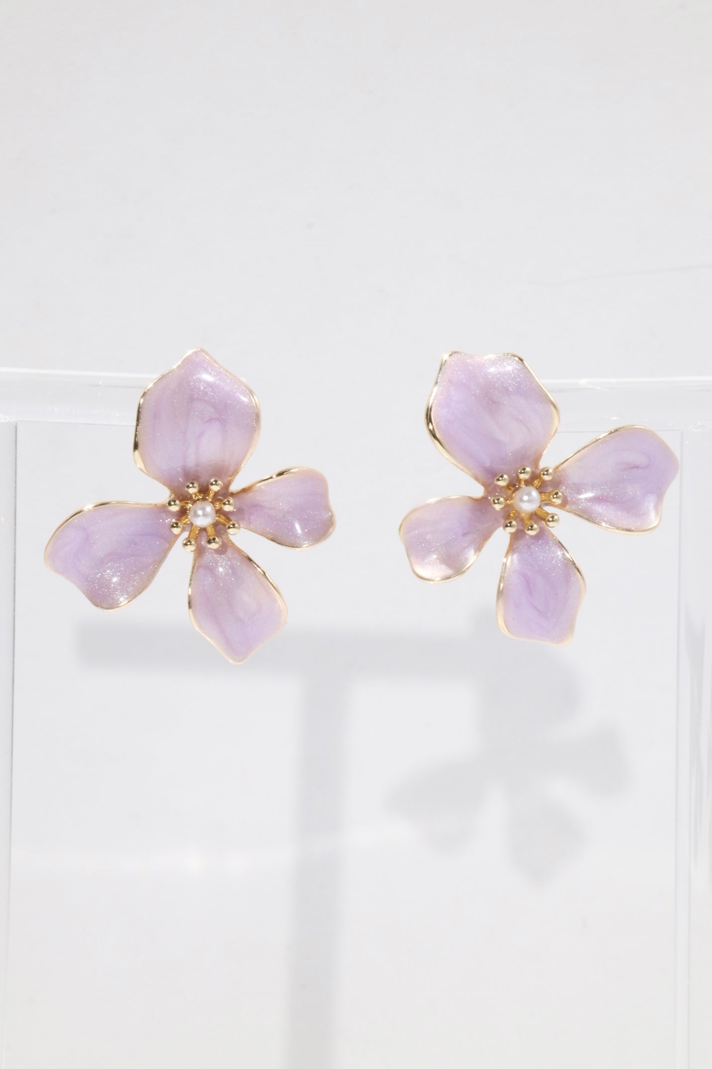 14K Real Gold Plated Enamel Flower Earrings