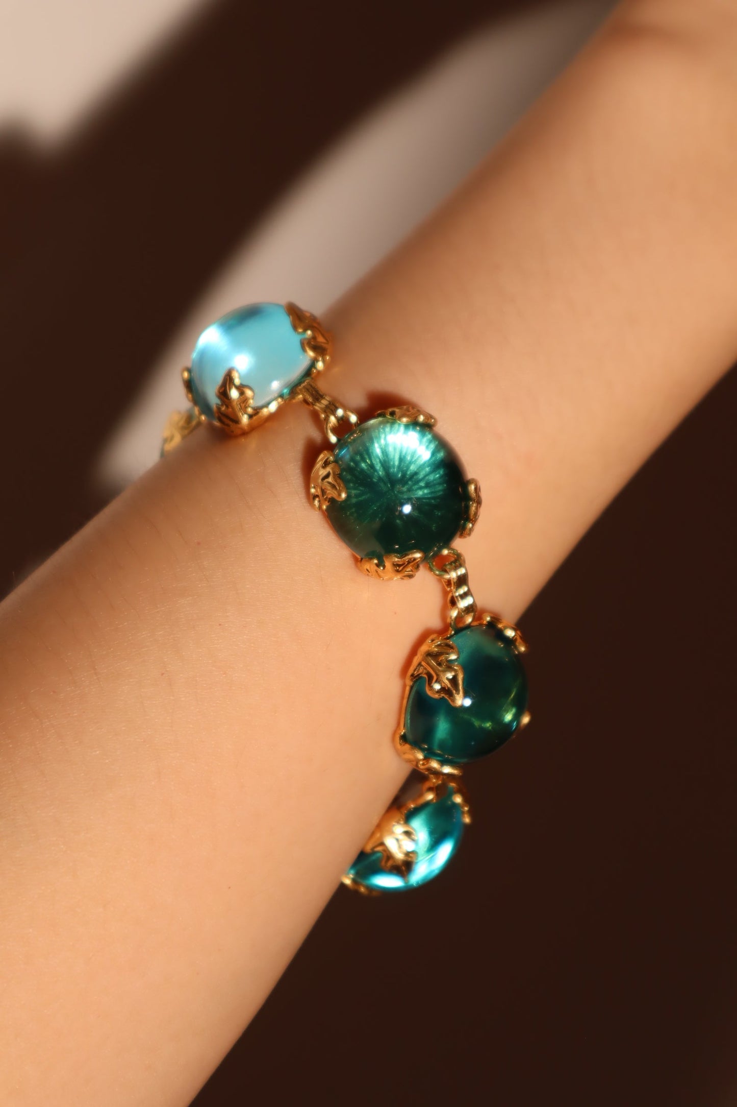Real Gold Plated Blue Crystals Bracelet
