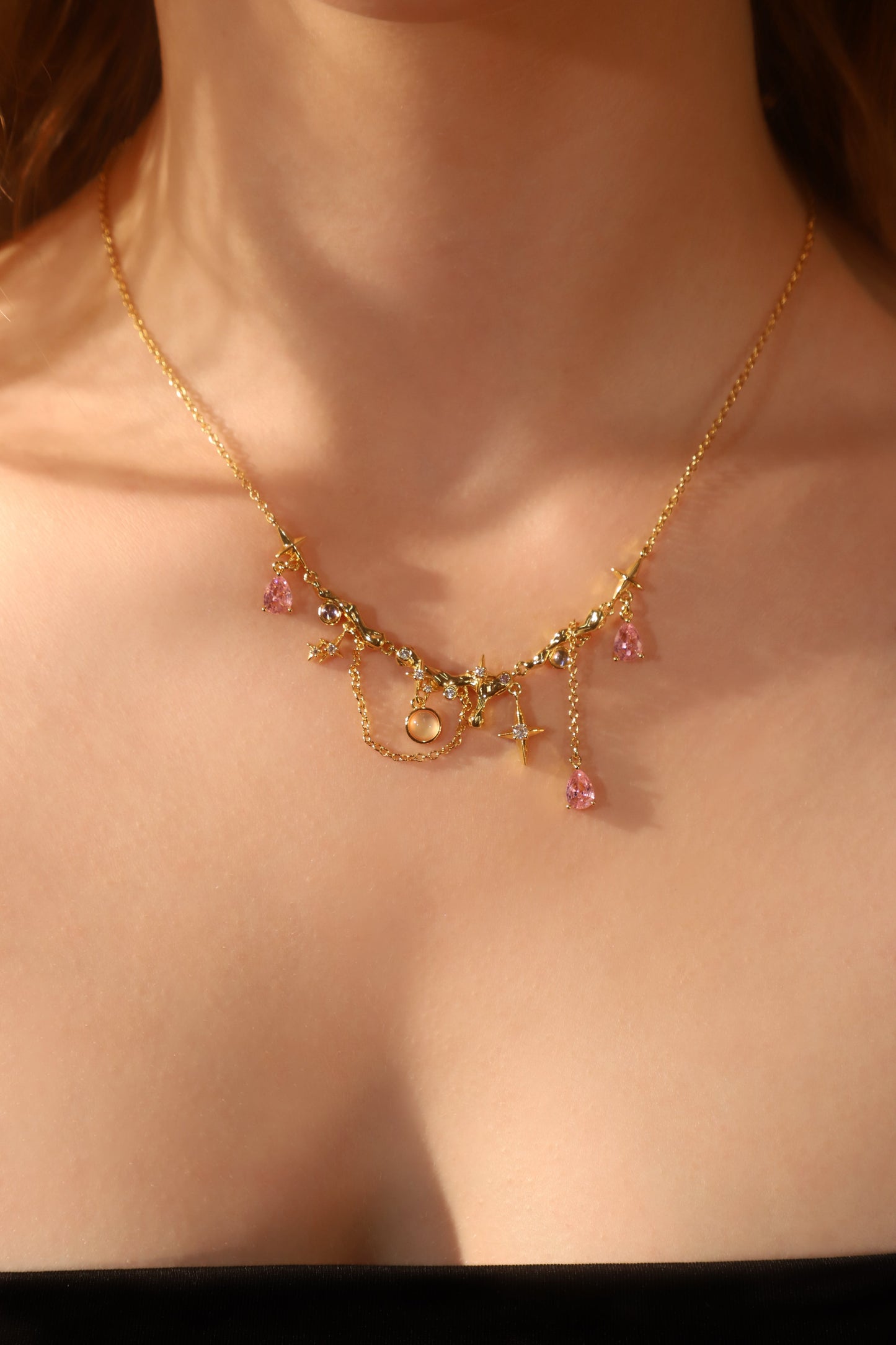18K Real Gold Plated Color Gypsophila Necklace