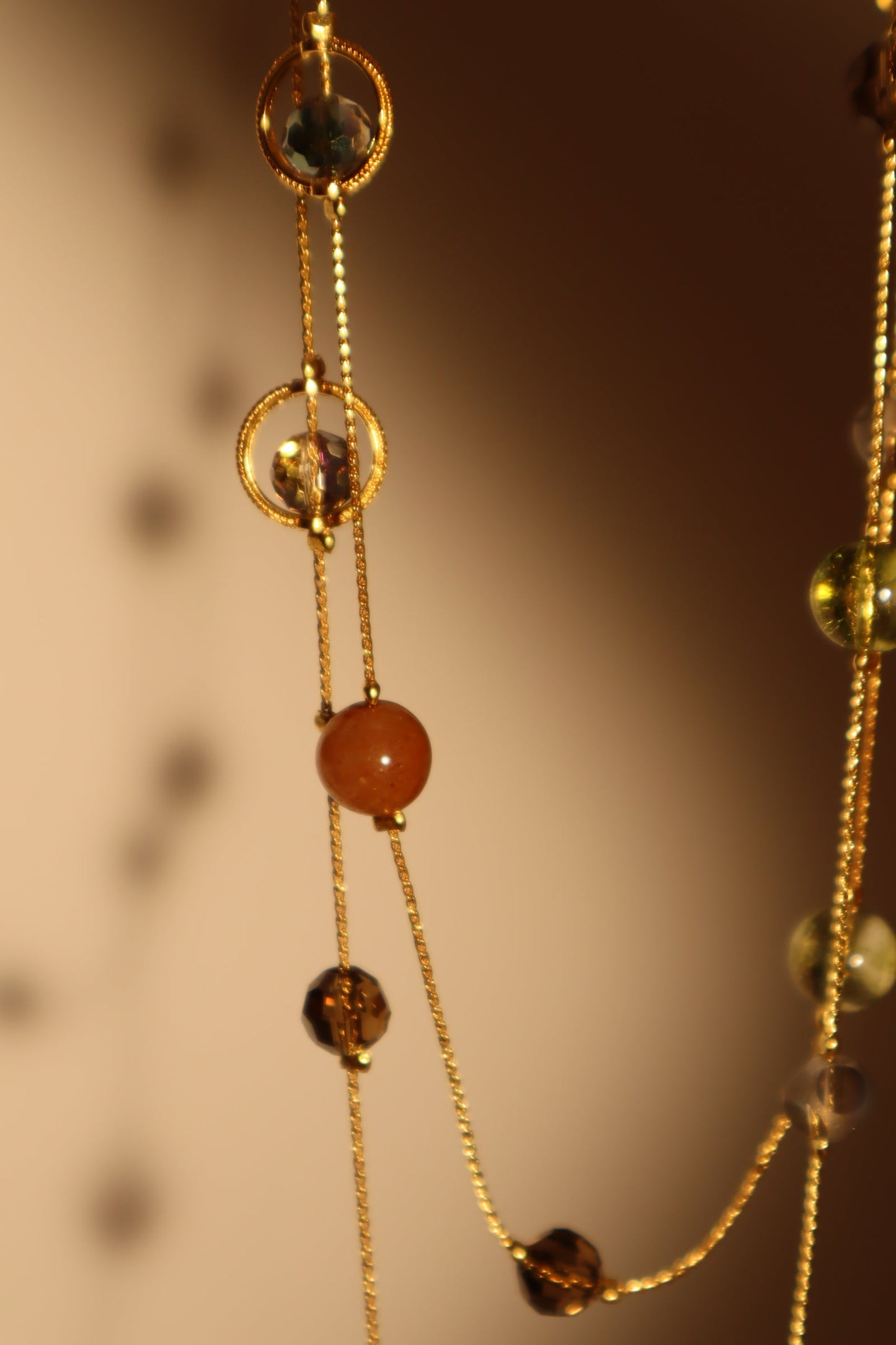 Gold Plated Color Gem Saturn Layer Necklace