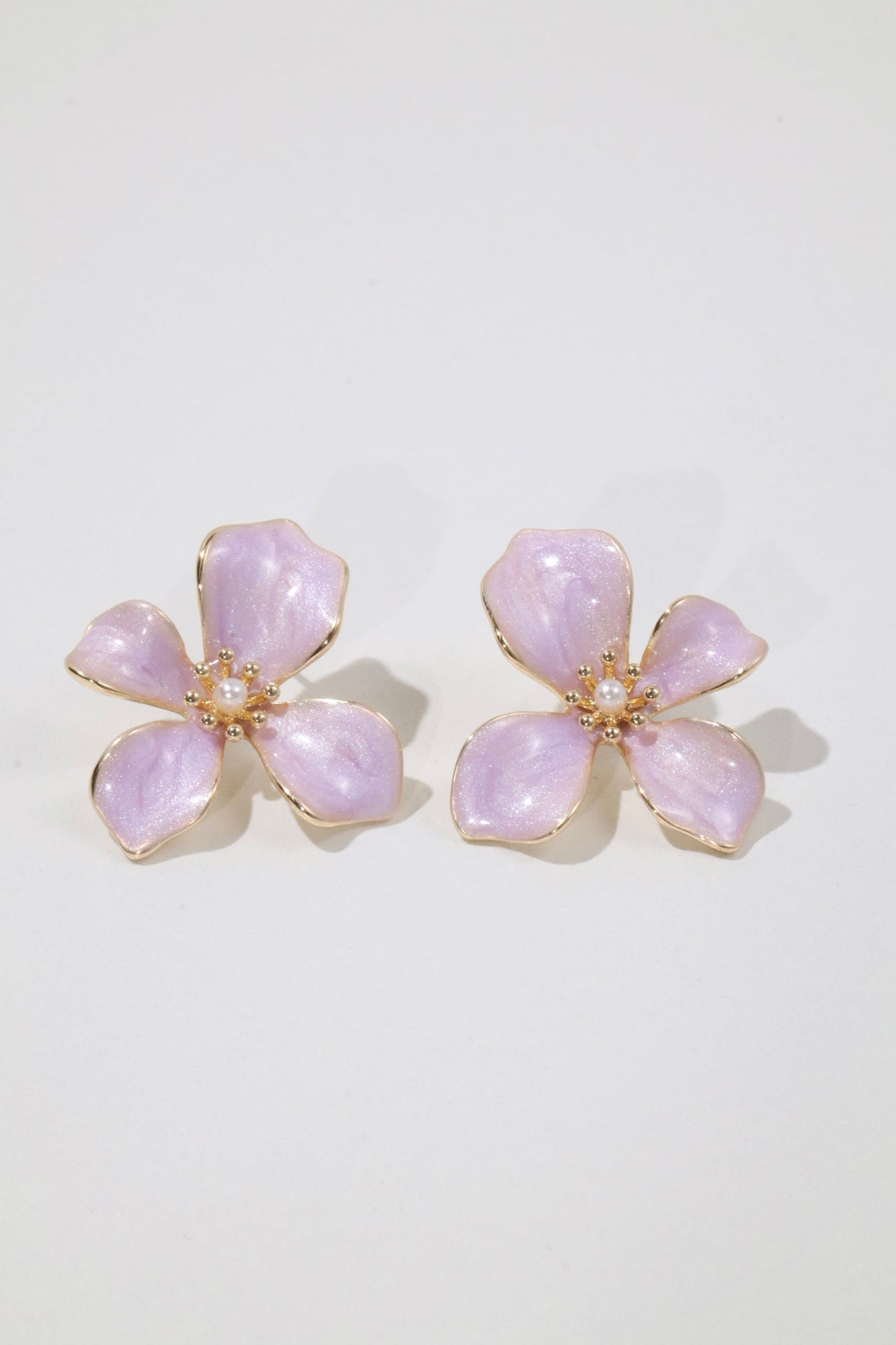 14K Real Gold Plated Enamel Flower Earrings