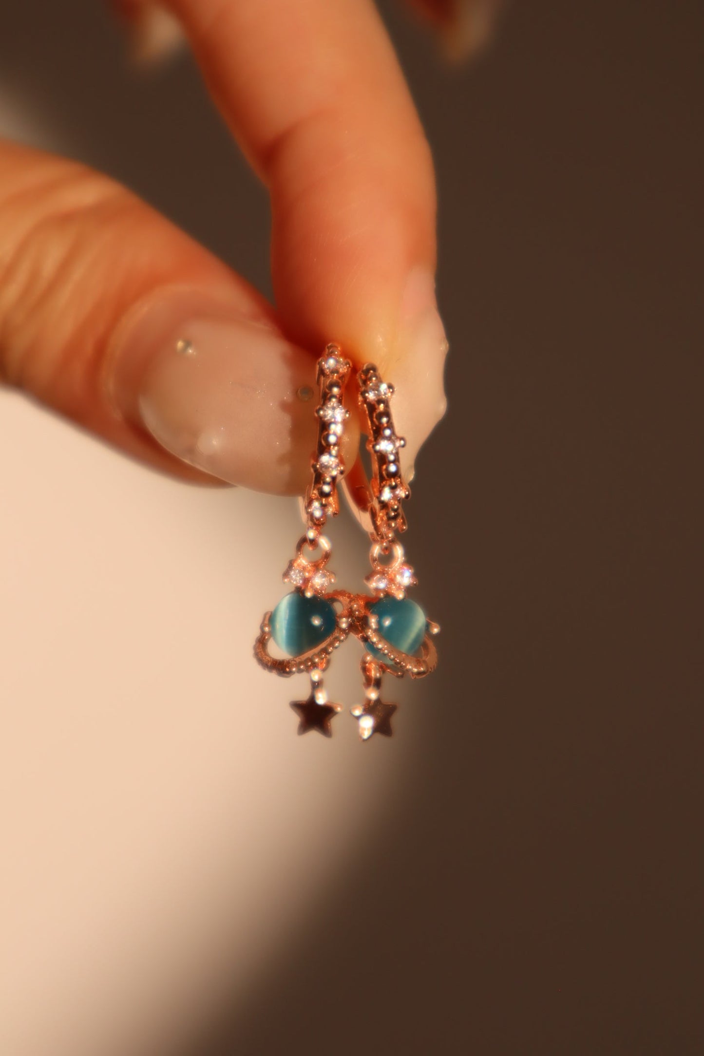 18K Rose Gold Plated Saturn Star Hoop Earrings