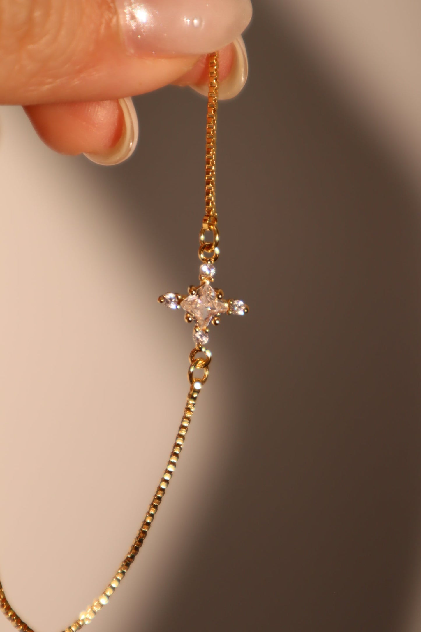 18K Real Gold Plated Diamond Cross Pendant Bracelet