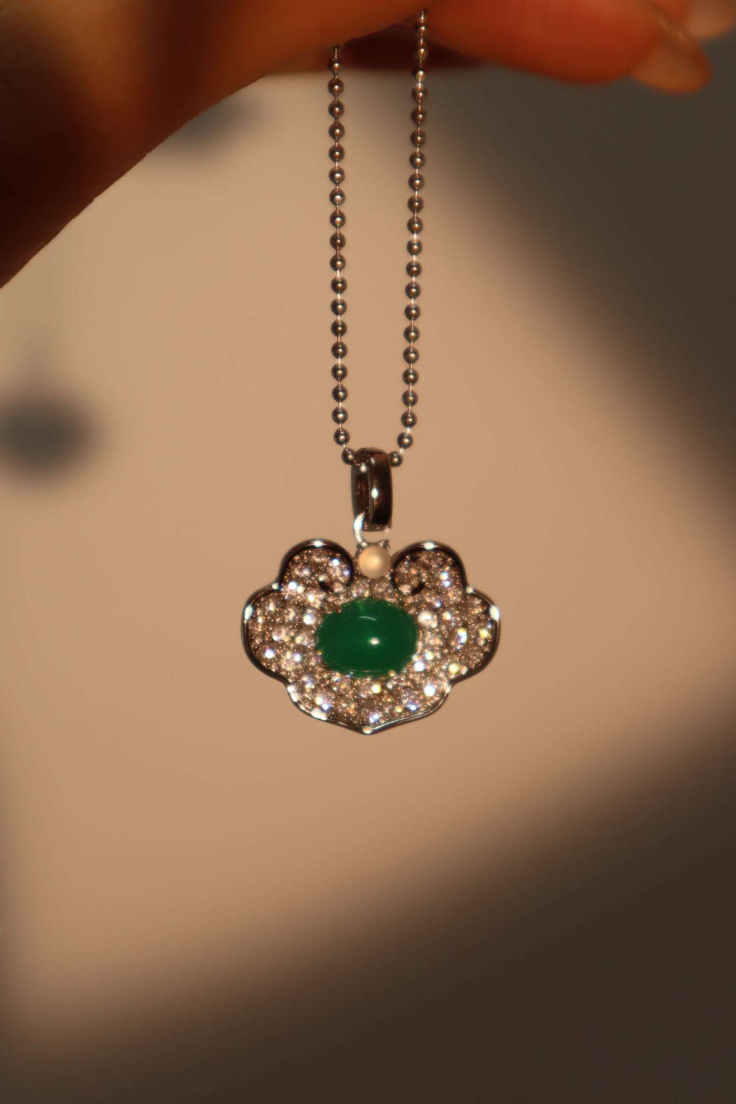 Diamond Cloud Jade Necklace