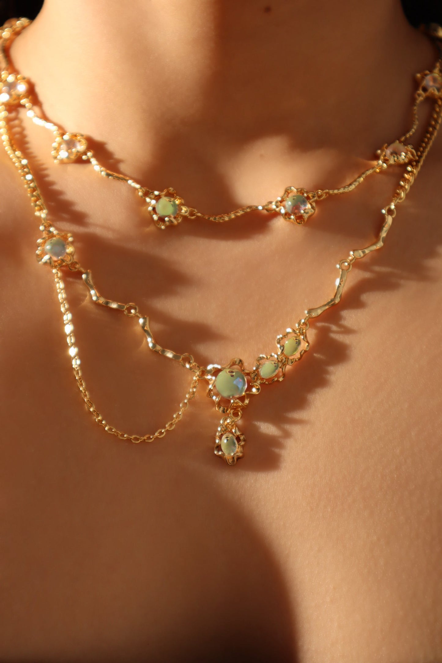 18K Real Gold Plated Multi Opal Necklace