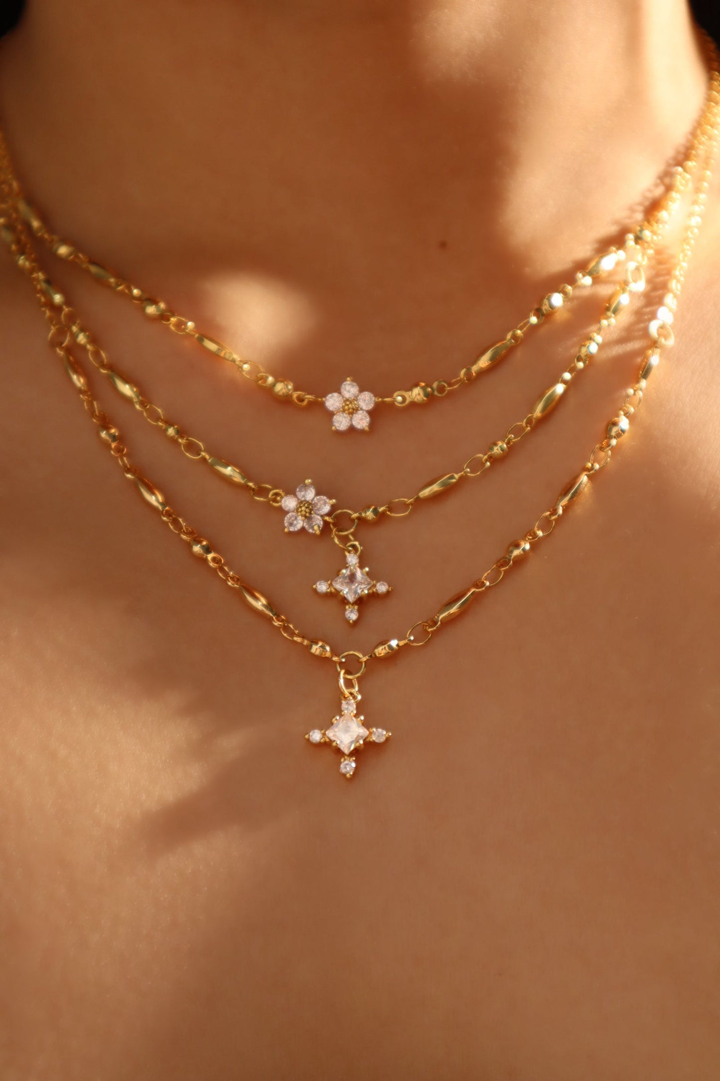 18K Real Gold Plated Diamond Cross Pendant Necklace