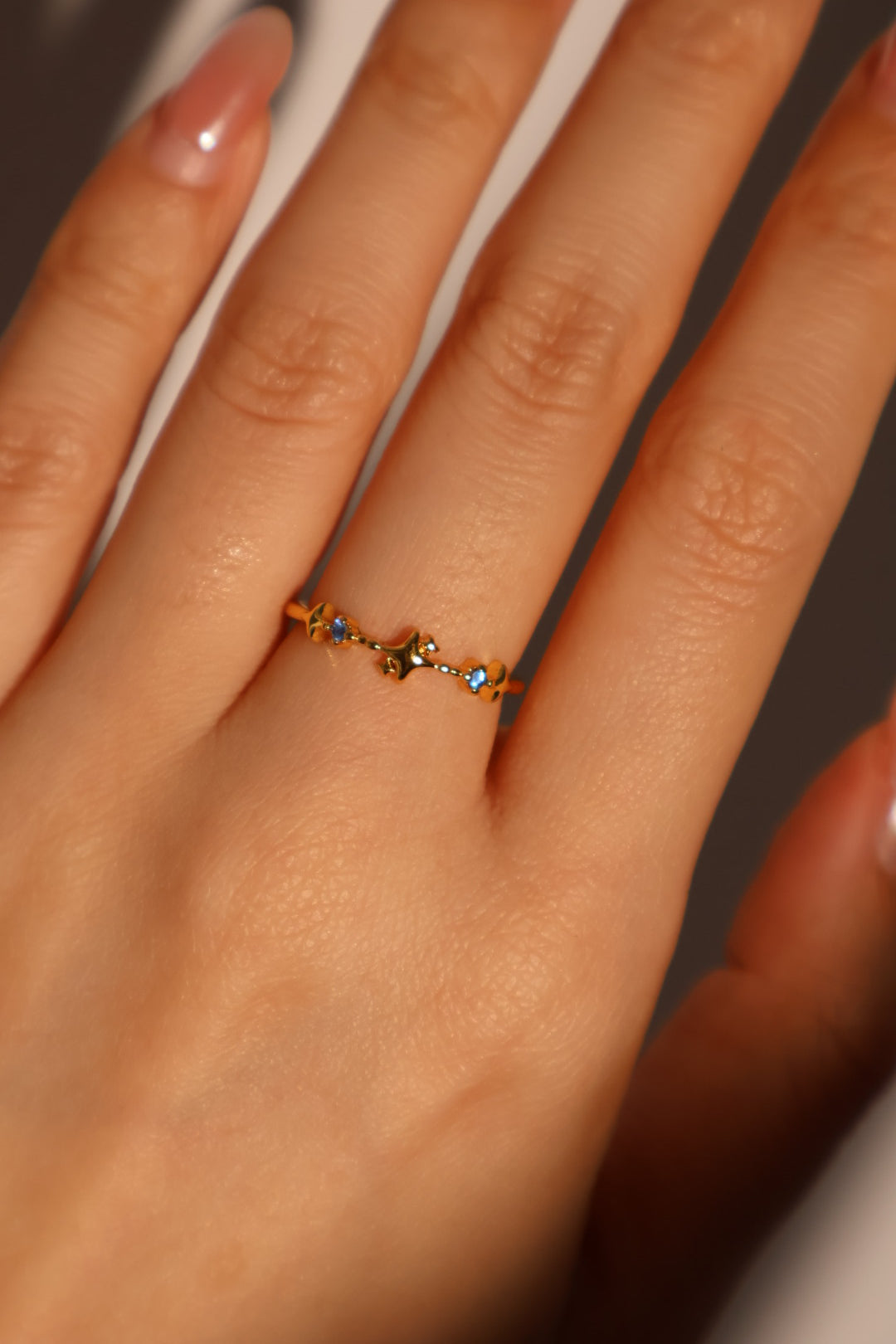 20K Real Gold Plated Blue Saturn Ring