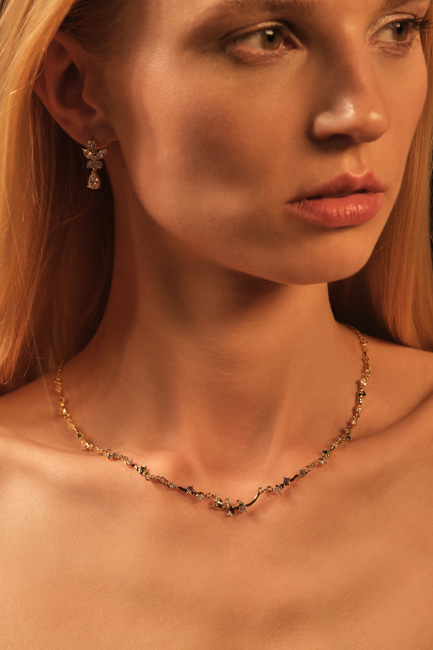 18K Real Gold Plated Rose Garden Necklace