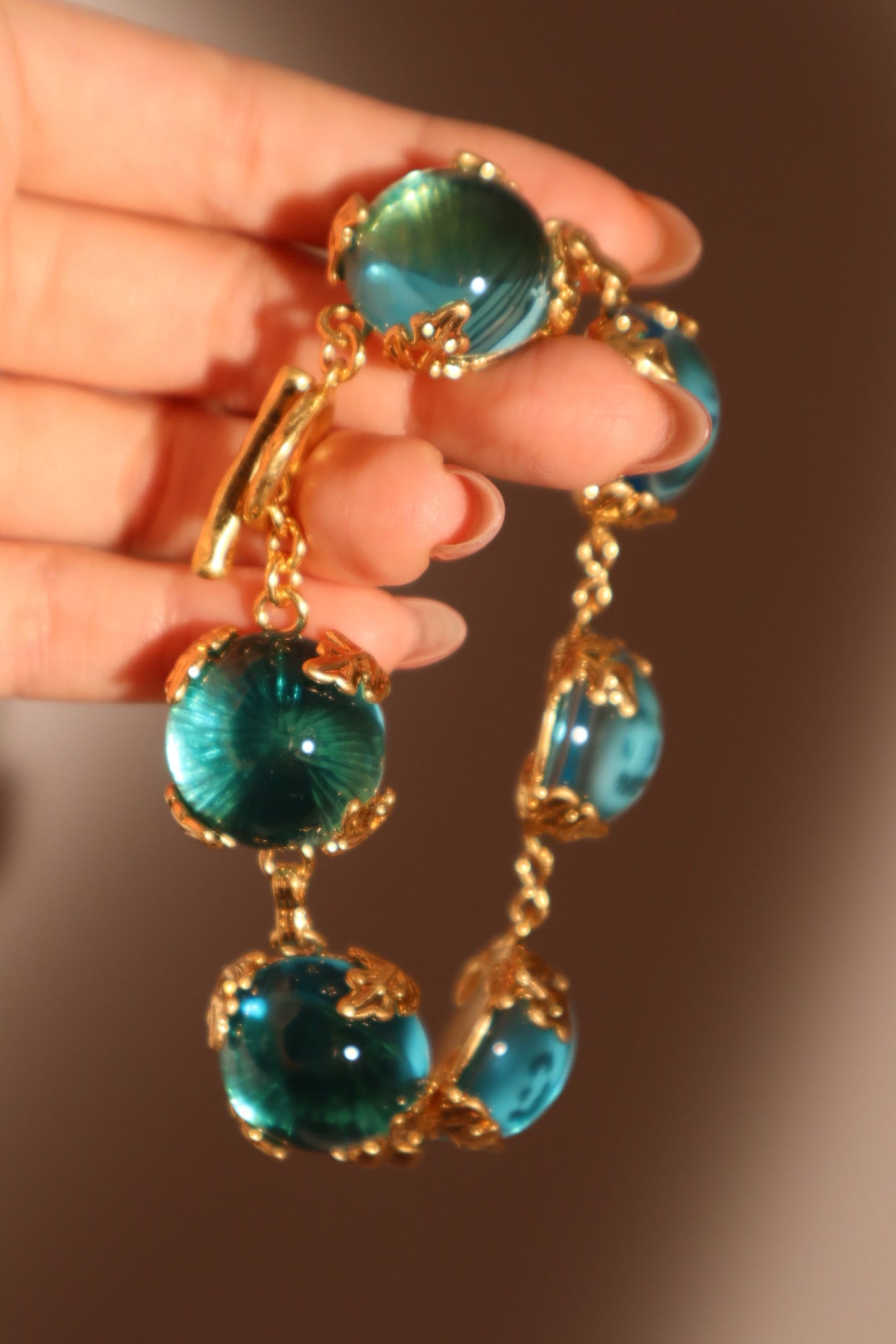 Real Gold Plated Blue Crystals Bracelet