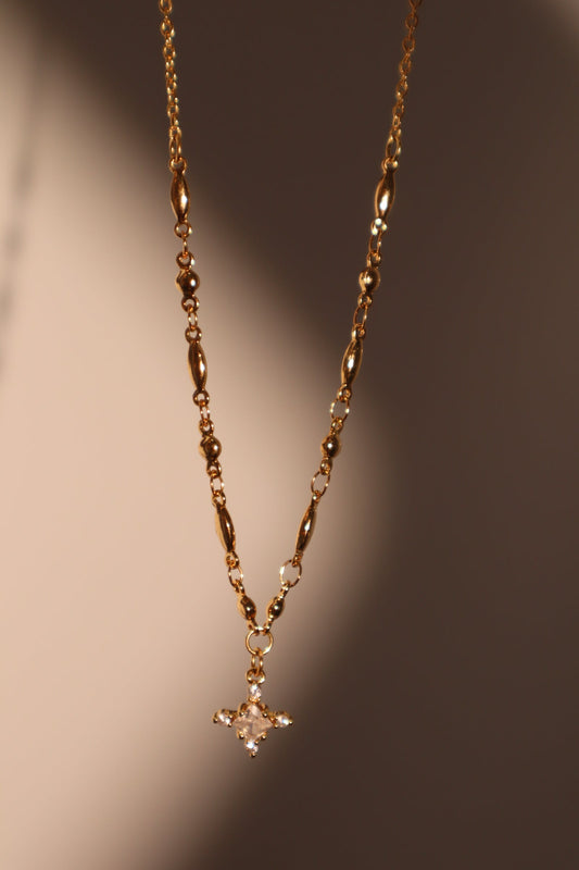 18K Real Gold Plated Diamond Cross Pendant Necklace