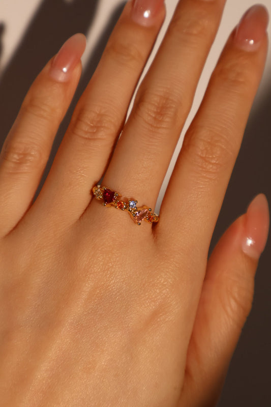 20K Real Gold Plated Color Gem Ring