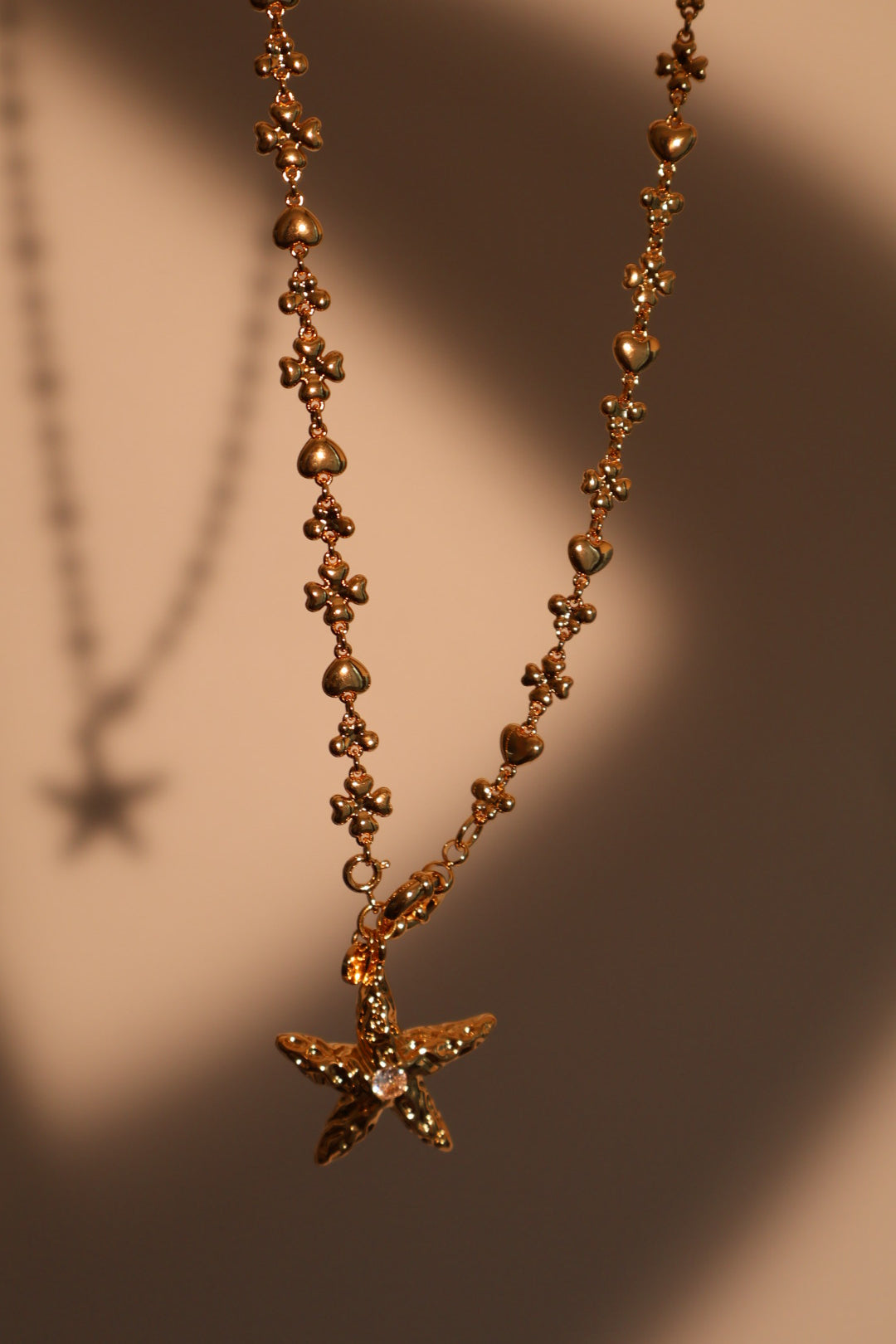18K Real Gold Plated Diamond Starfish Necklace