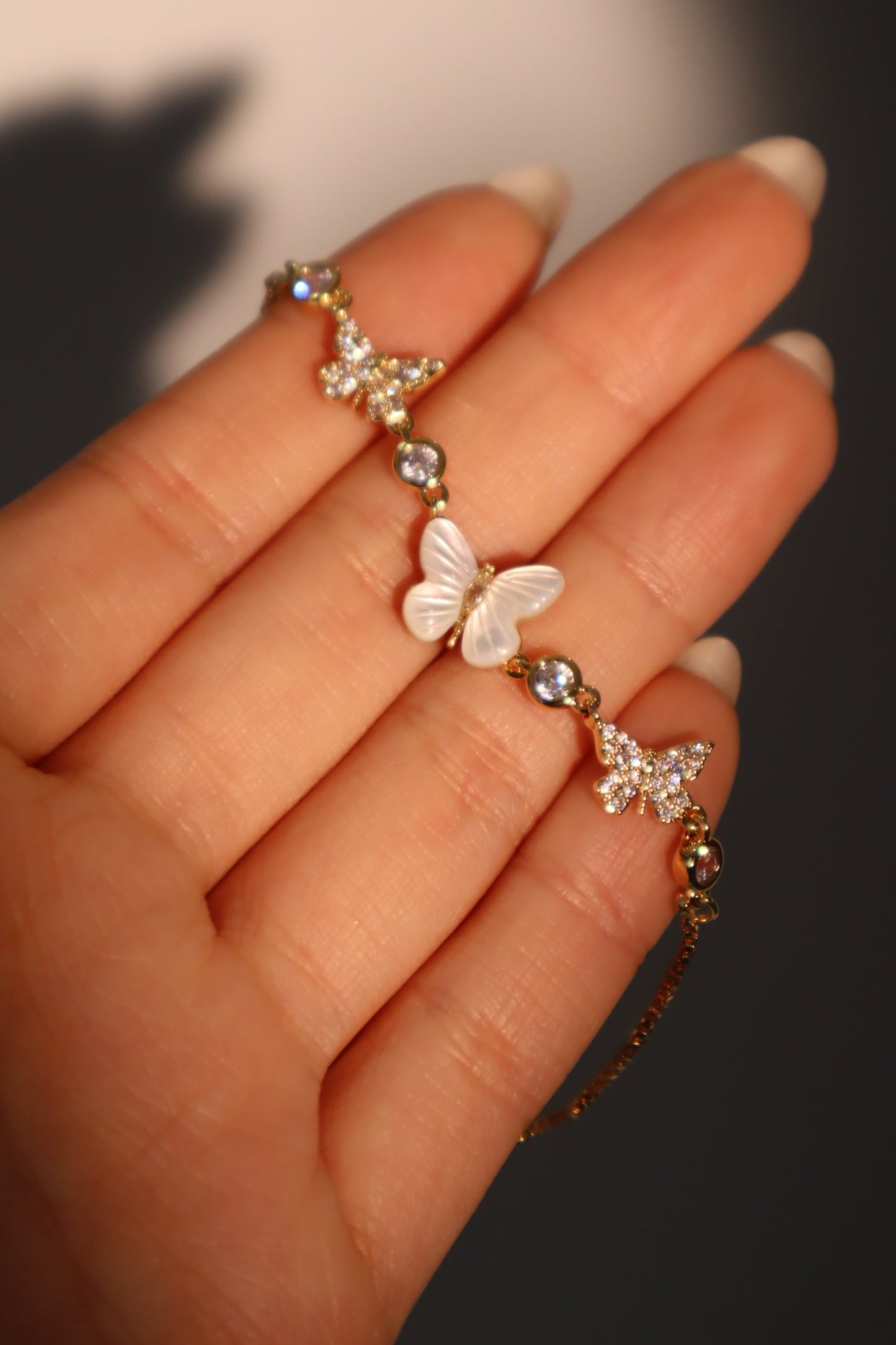 14K Real Gold Plated Natural Shell Butterfly Bracelet