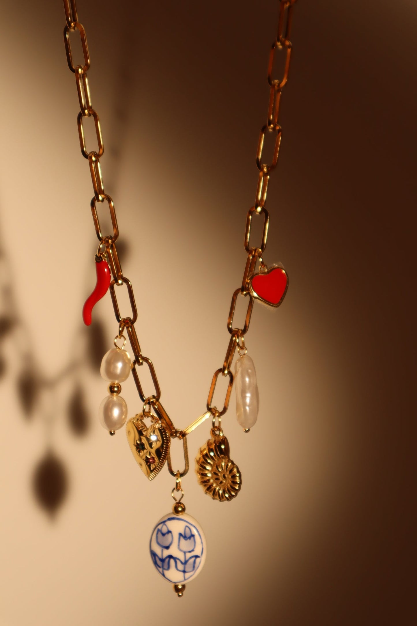 18K Gold Stainless Steel Beach Pearls Necklace