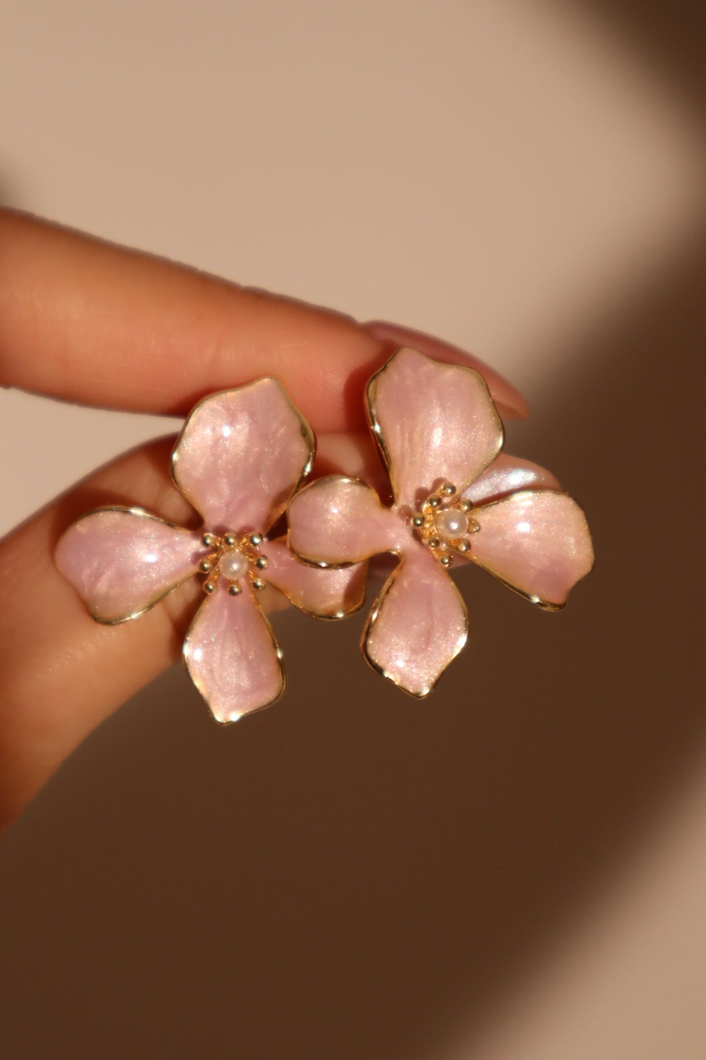 14K Real Gold Plated Enamel Flower Earrings