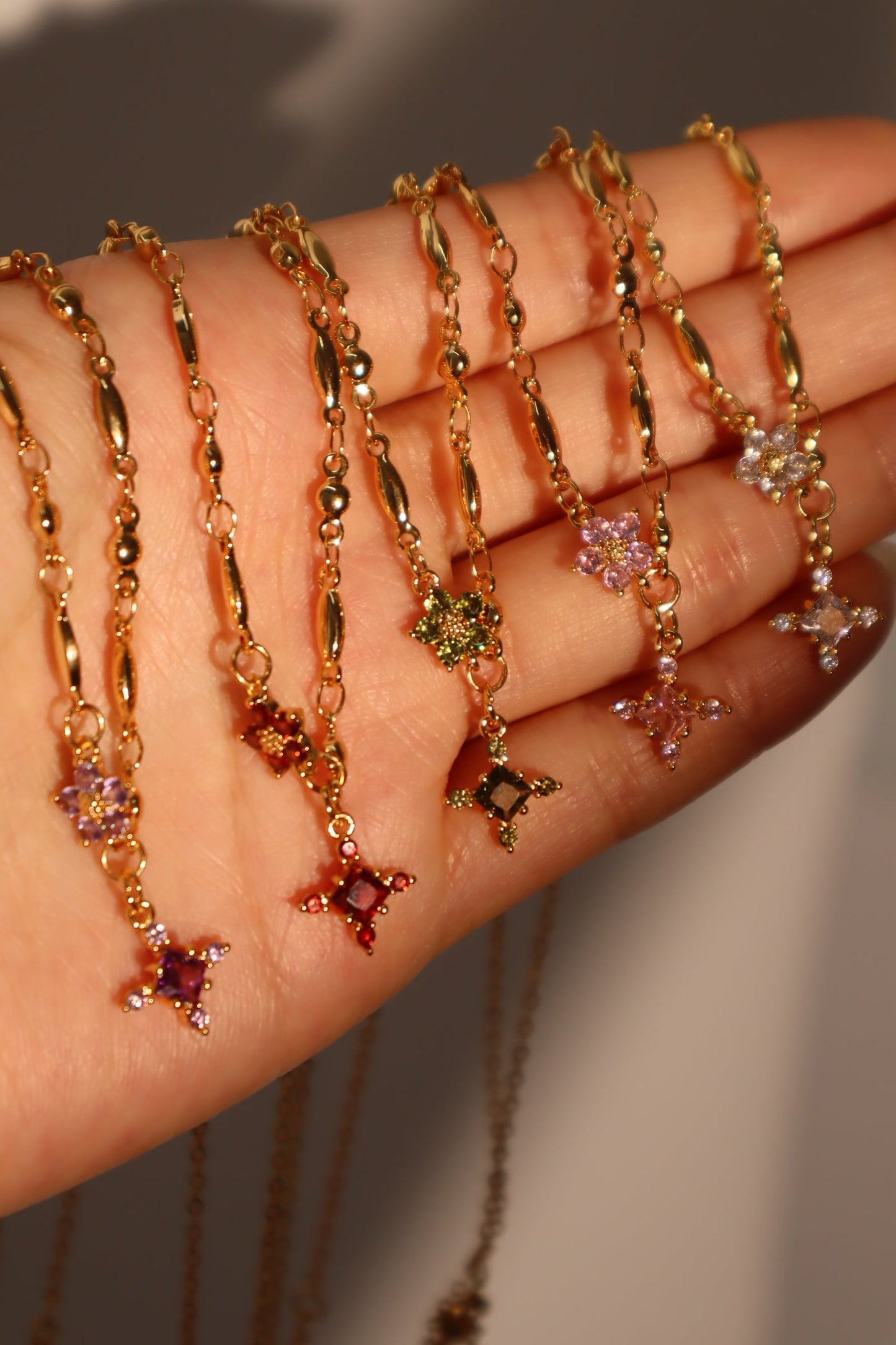 18K Real Gold Plated Pink Diamond Cross Necklace