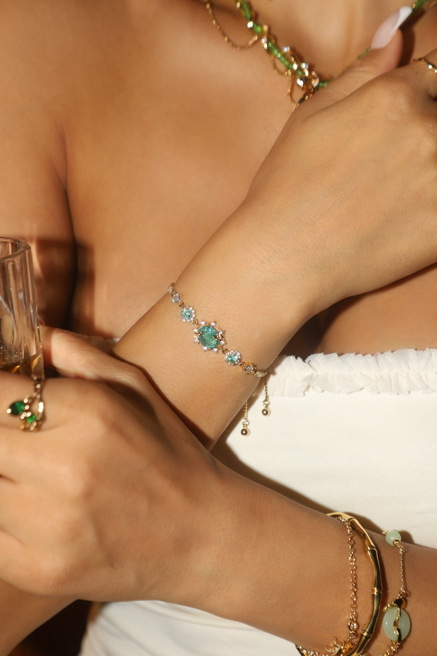14K Real Gold Plated Lake Blue Butterfly Bracelet
