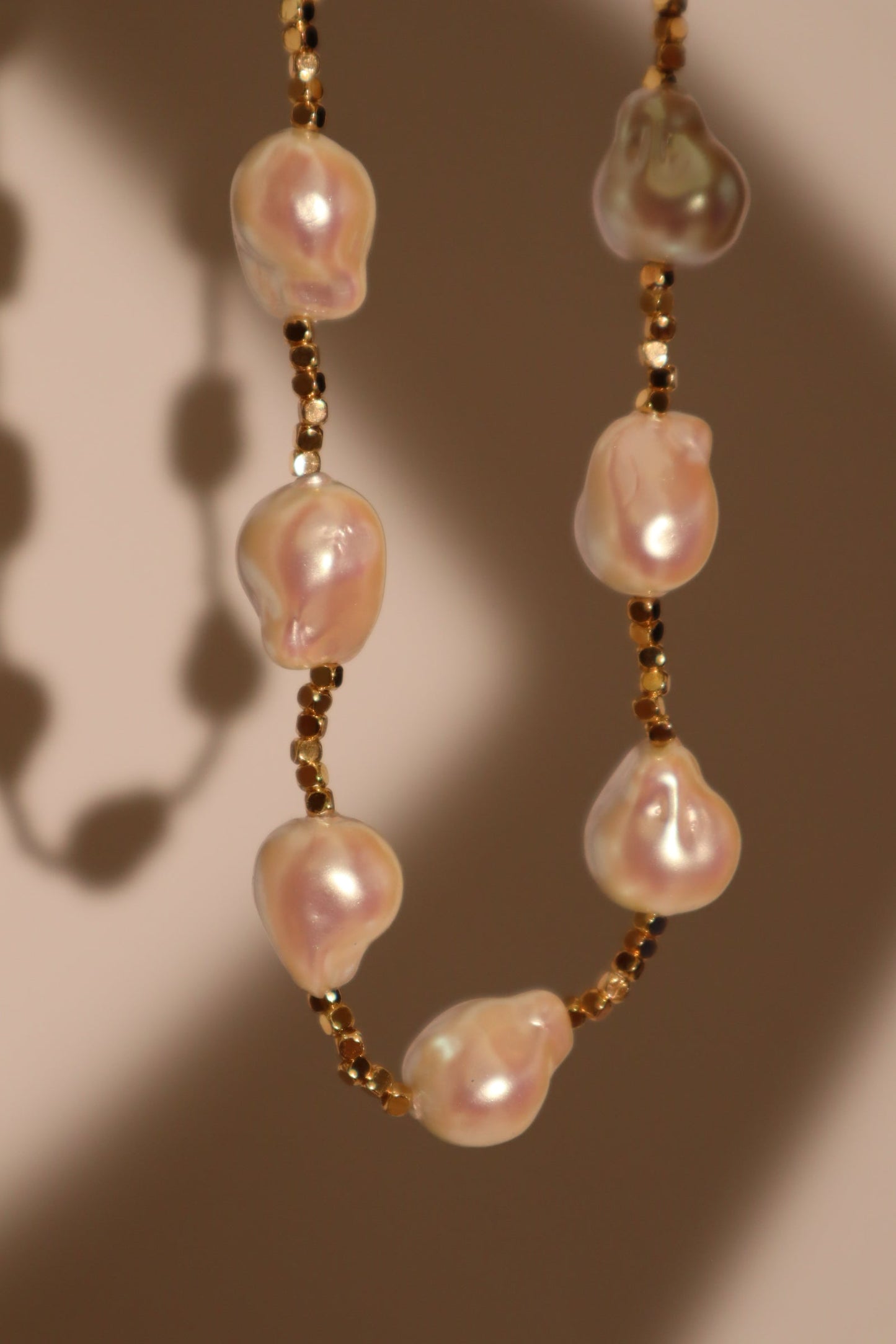 18K Real Gold Plated Multi Baroque Pearls Necklace