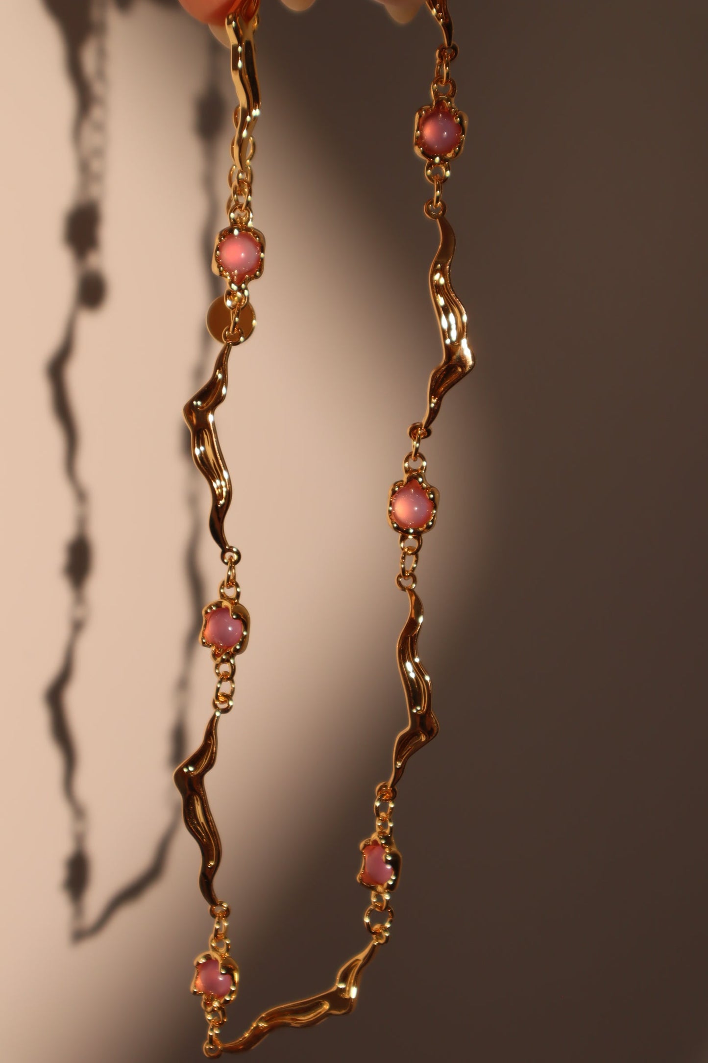 18K Real Gold Plated Multi Purple Opal Wave Necklace