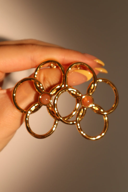 18K Real Gold Plated Flower Earrings