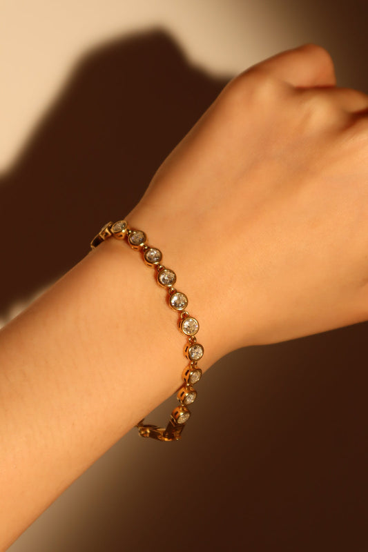 18K Gold Stainless Steel Multi Diamond Bracelet