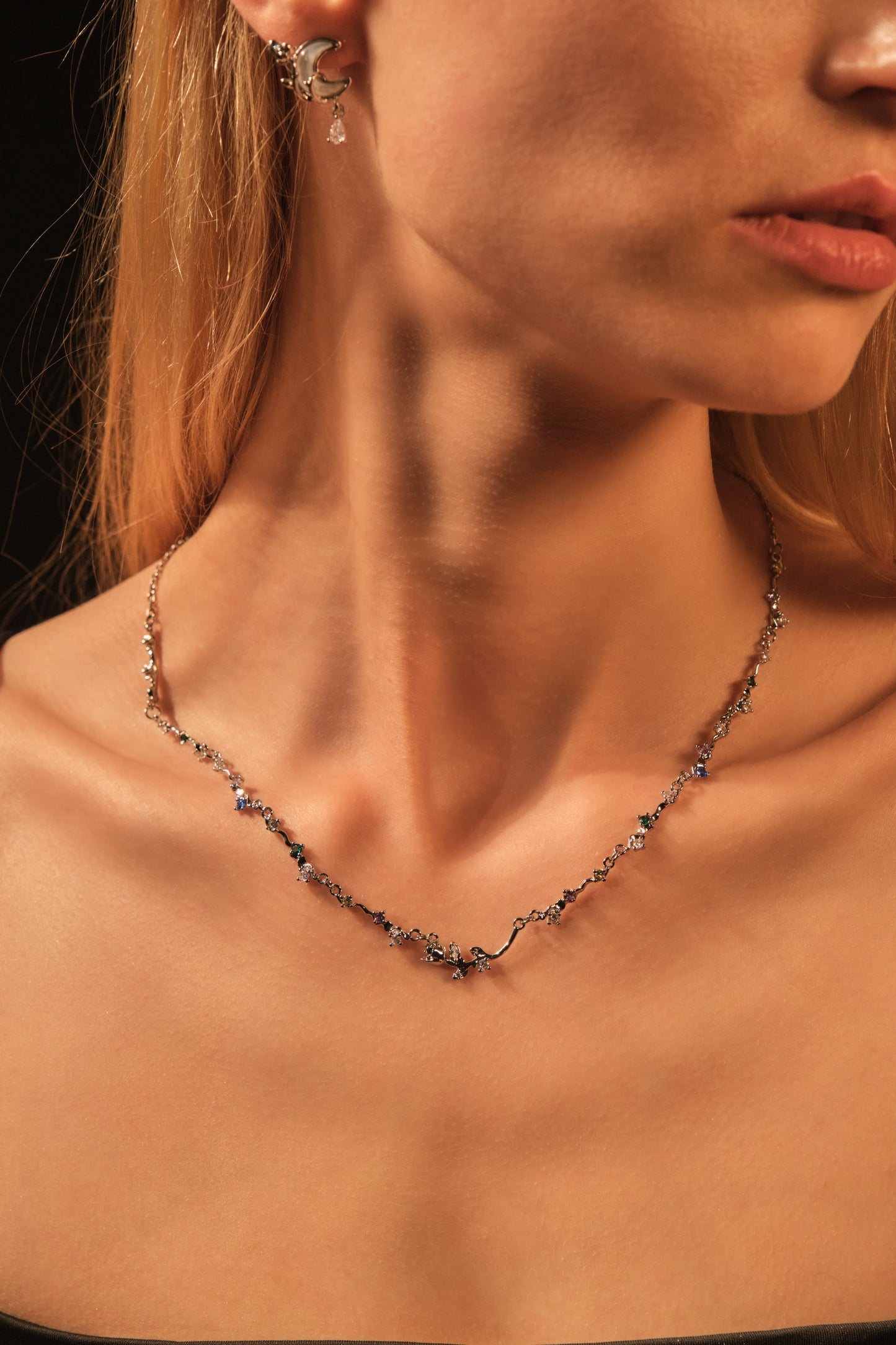 Platinum Plated Rose Garden Necklace