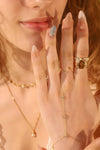 18K Gold Vermeil Lucky Leaf Hand Chain Bracelet