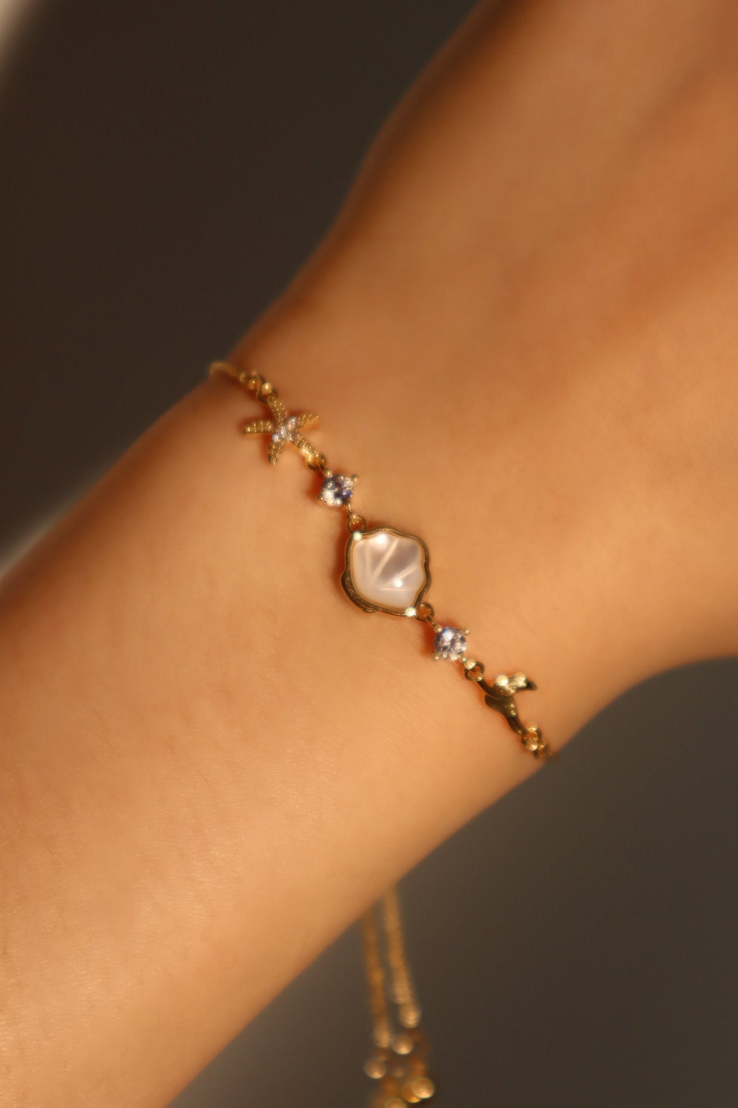 14K Real Gold Plated Sea Shell Starfish Bracelet