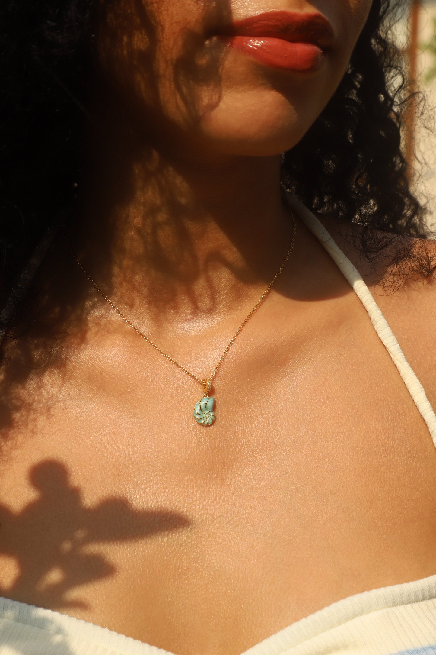 18K Gold Vermeil Blue Conch Necklace