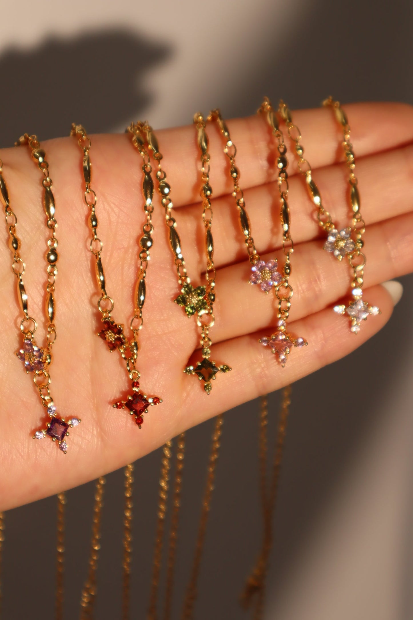 18K Real Gold Plated Green Diamond Cross Necklace