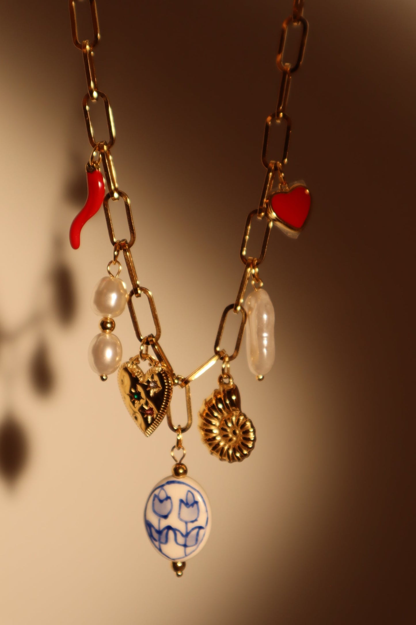 18K Gold Stainless Steel Beach Pearls Necklace