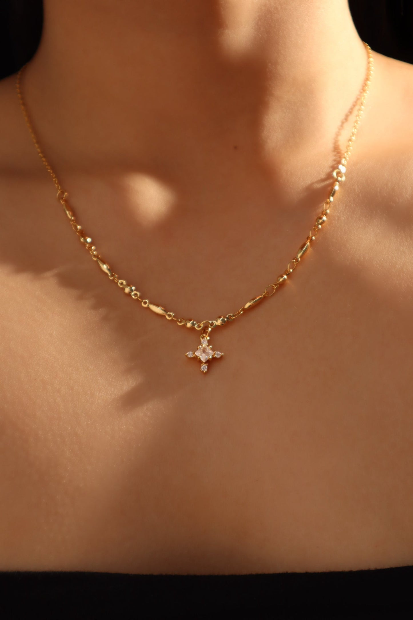 18K Real Gold Plated Diamond Cross Pendant Necklace