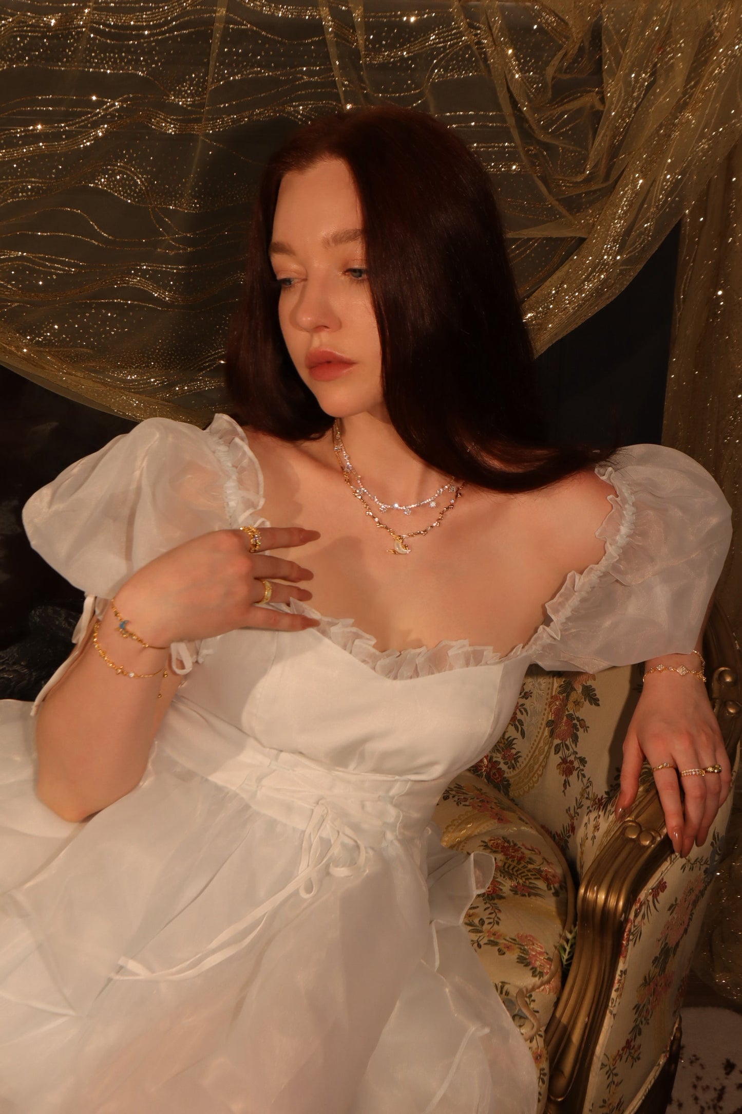 14K Real Gold Plated Multi Diamond Necklace