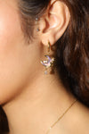 18K Real Gold Plated Moonstone Rose Moon Earrings (Pre-order)