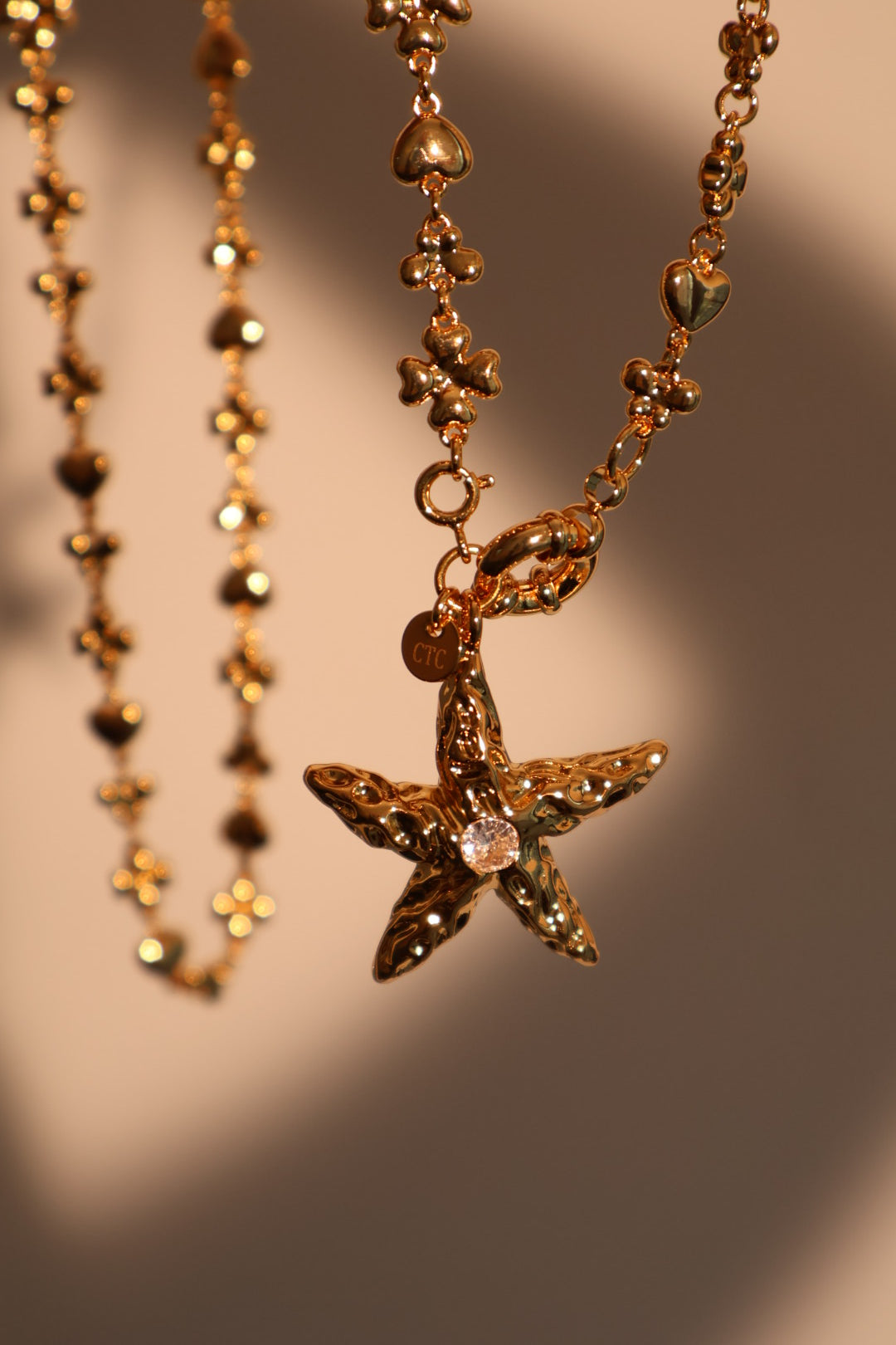 18K Real Gold Plated Diamond Starfish Necklace